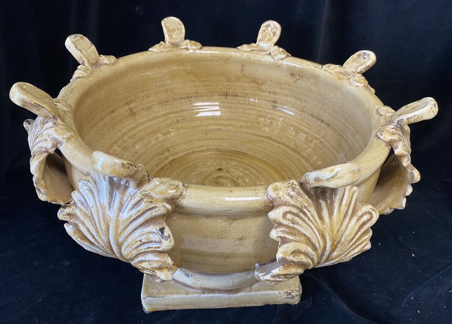 Huge Vintage French Stoneware Centrepiece Classical Urn Planter Bowl photo for sale