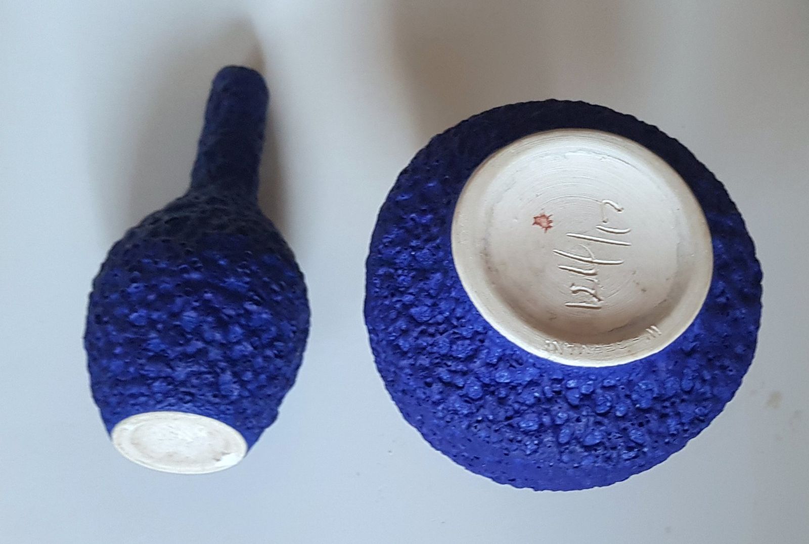 Fat Lava Ceramic Vases In Royal Blue, 1960s, Set Of 2 photo for sale