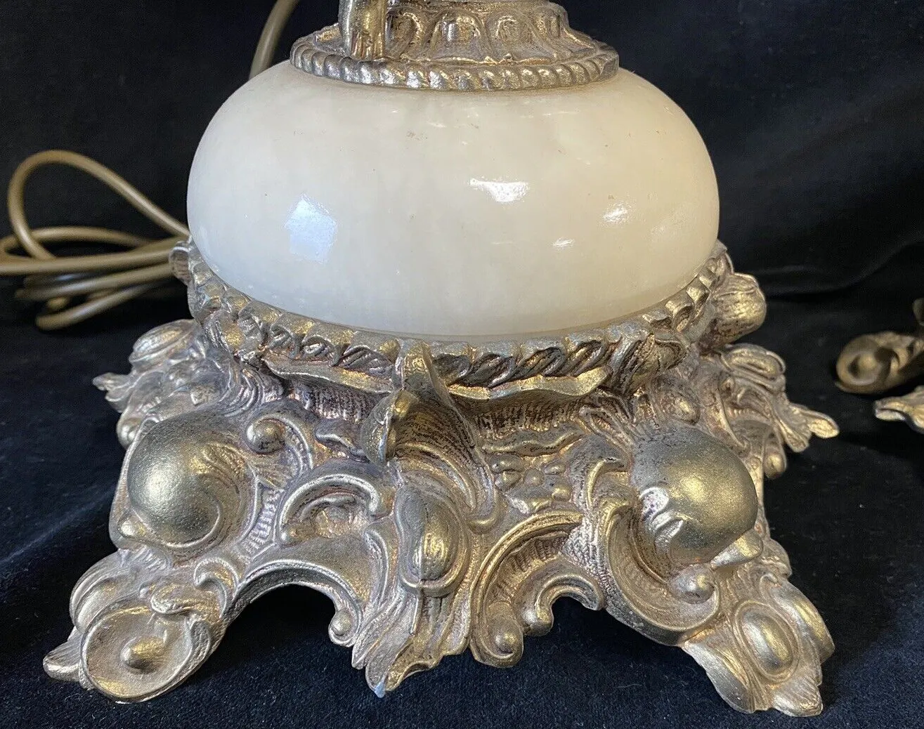 Neoclassical Style Pair Of  Large Ornate  Table Lamps Cherubs Putti Cupids photo Lighting