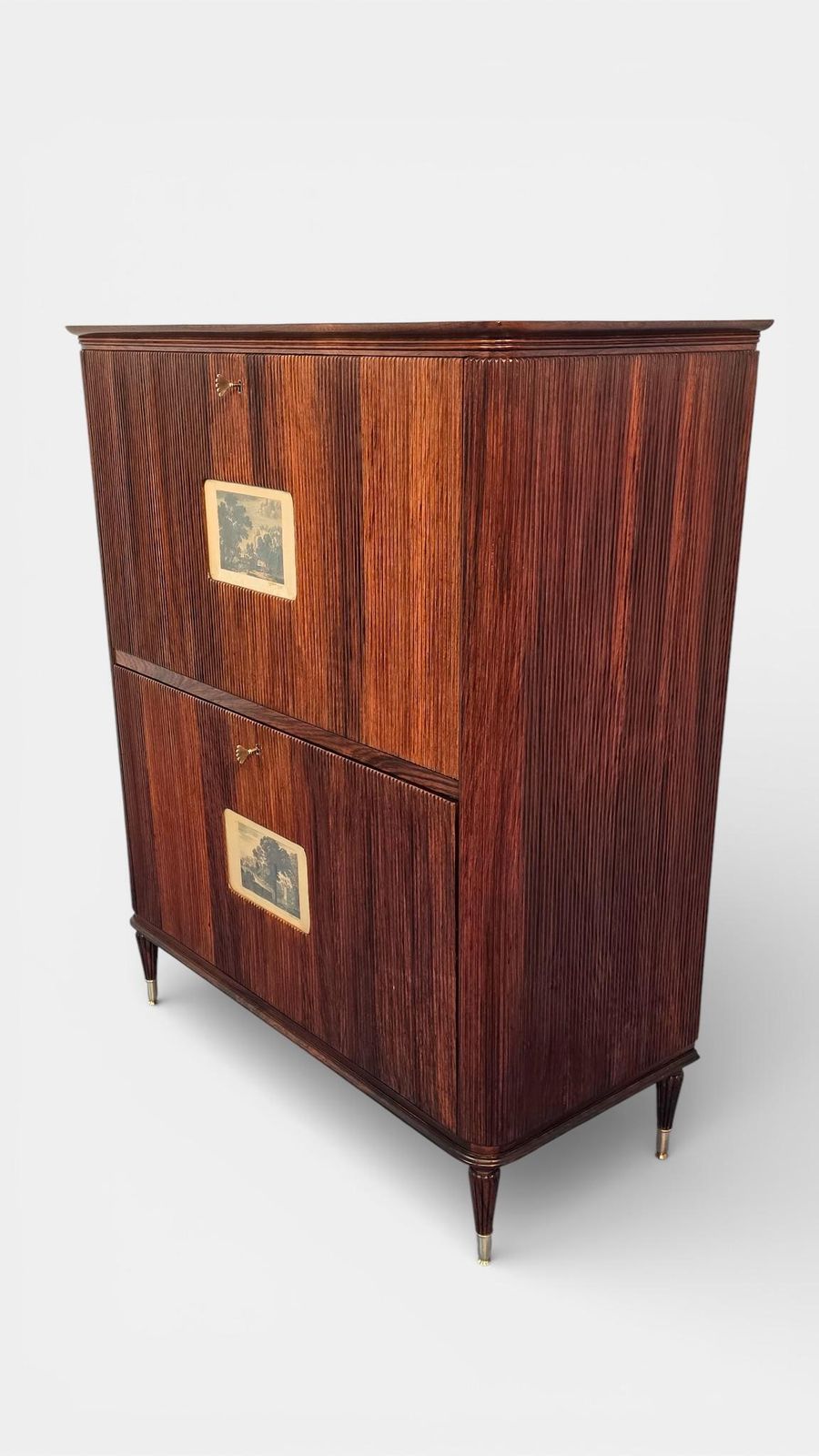 photo furniture Italian Mid Century Sideboard Or Cabinet Bar With "Grissinato " Design