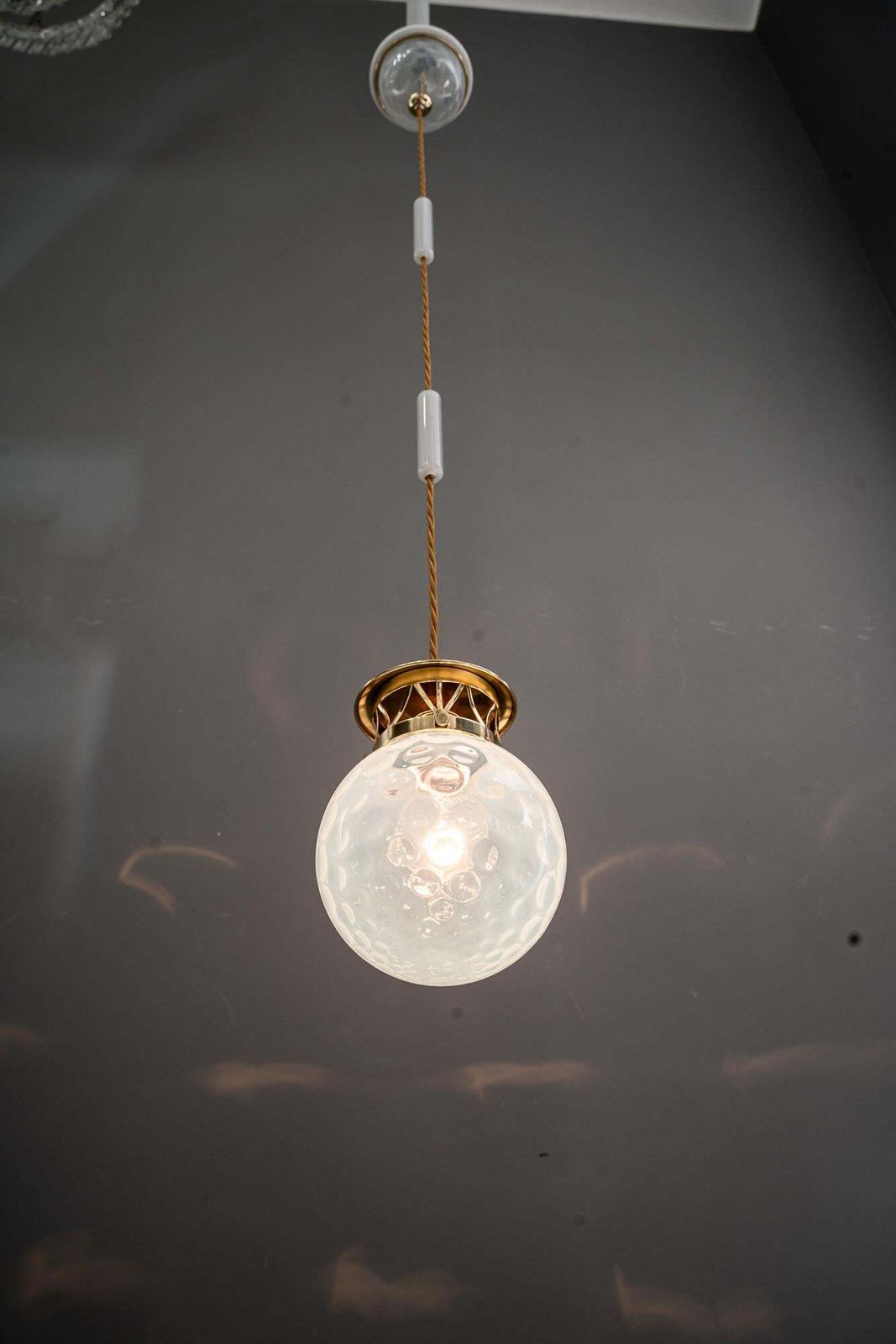 1948.0 Koloman Moser Attributed To Bakalowits & Söhne Pendants With Loetz Glass Shade photo