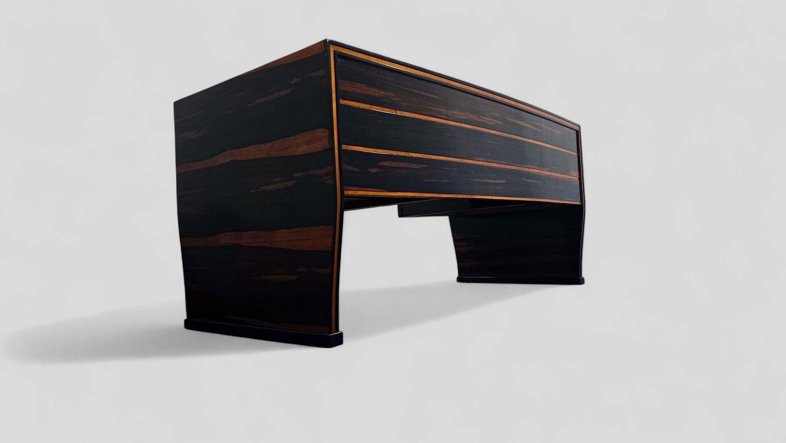 Italian Art Deco Table Desk , Ebony Makassar Attributed To Osvaldo Borsani, 1940 photo for sale
