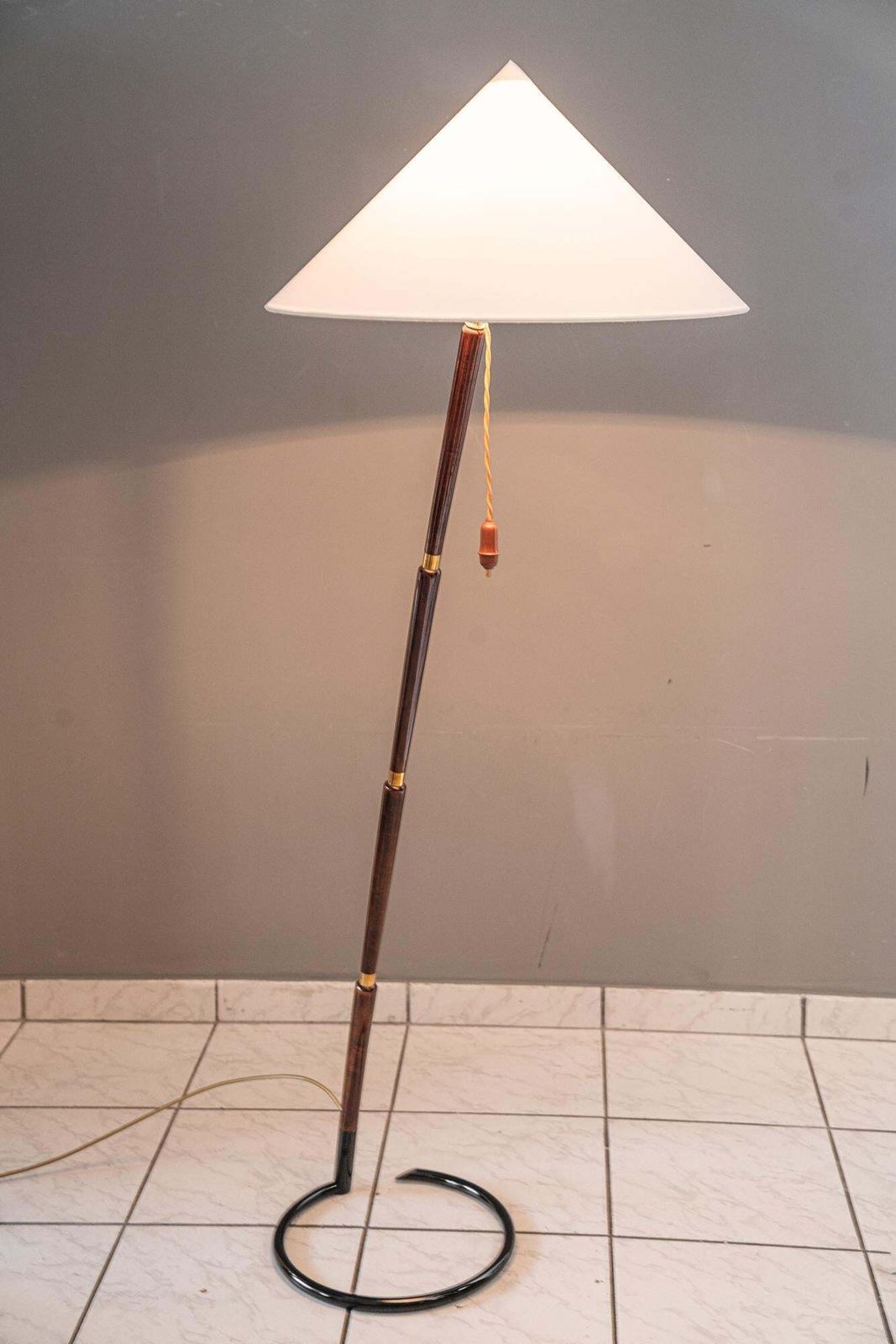 1591.0 Rupert Nikoll Floor Lamp With Fabric Shade Vienna Around 1950s photo