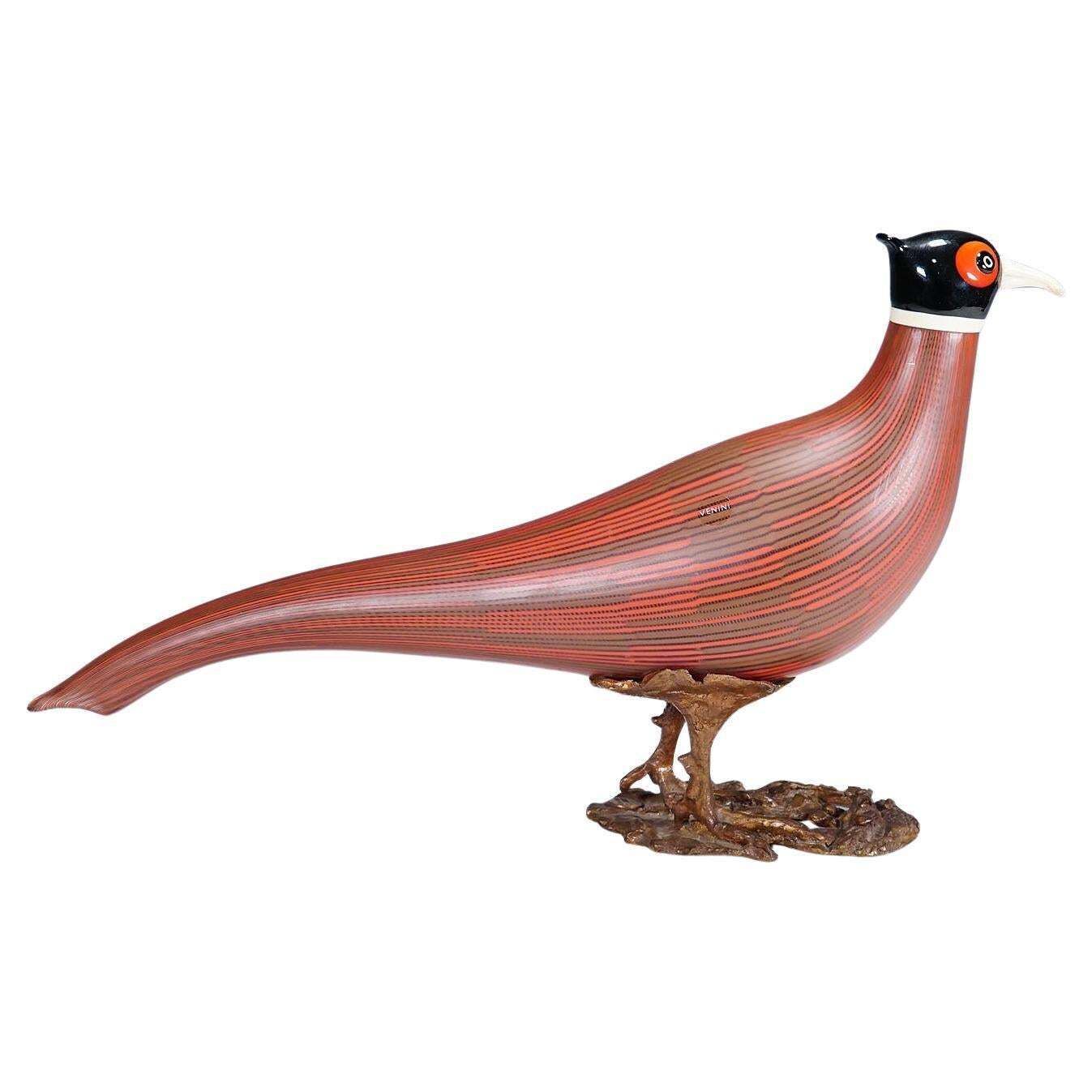 Rare Phesant Sculpture By Toni Zuccheri For Venini