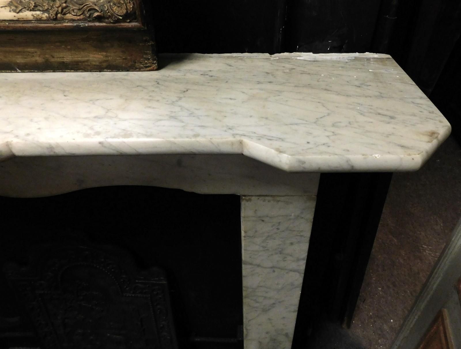 Simple Light Grey Marble Fireplace, Shaped Top And Front, Italy photo for sale