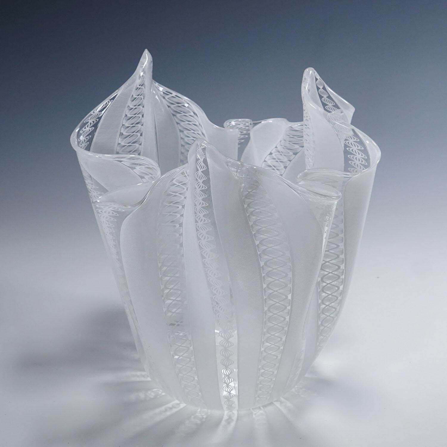 Large Fazzoletto Zanfirico Vase By Fulvio Bianconi For Venini, Venice Murano photo Home Decor