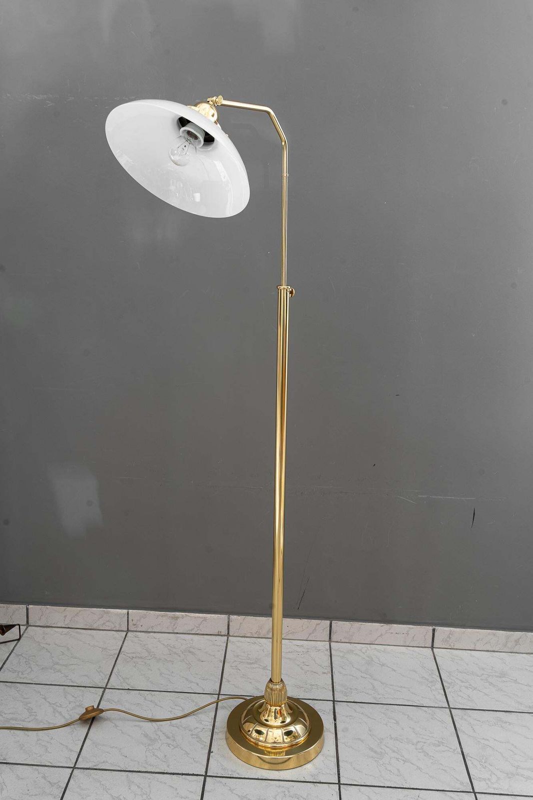 Adjustable Art Deco Floor Lamp With Original Opal Glass Shade Vienna Around 1920 photo Lighting