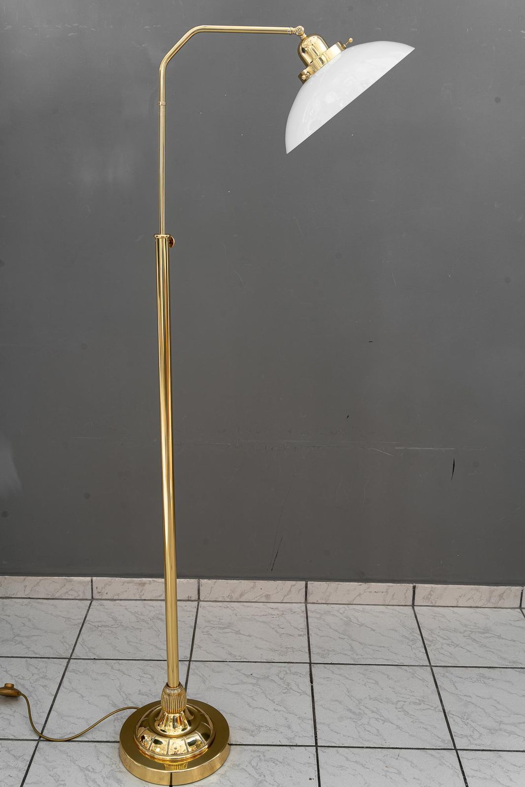 Adjustable Art Deco Floor Lamp With Original Opal Glass Shade Vienna Around 1920 photo 1149.0