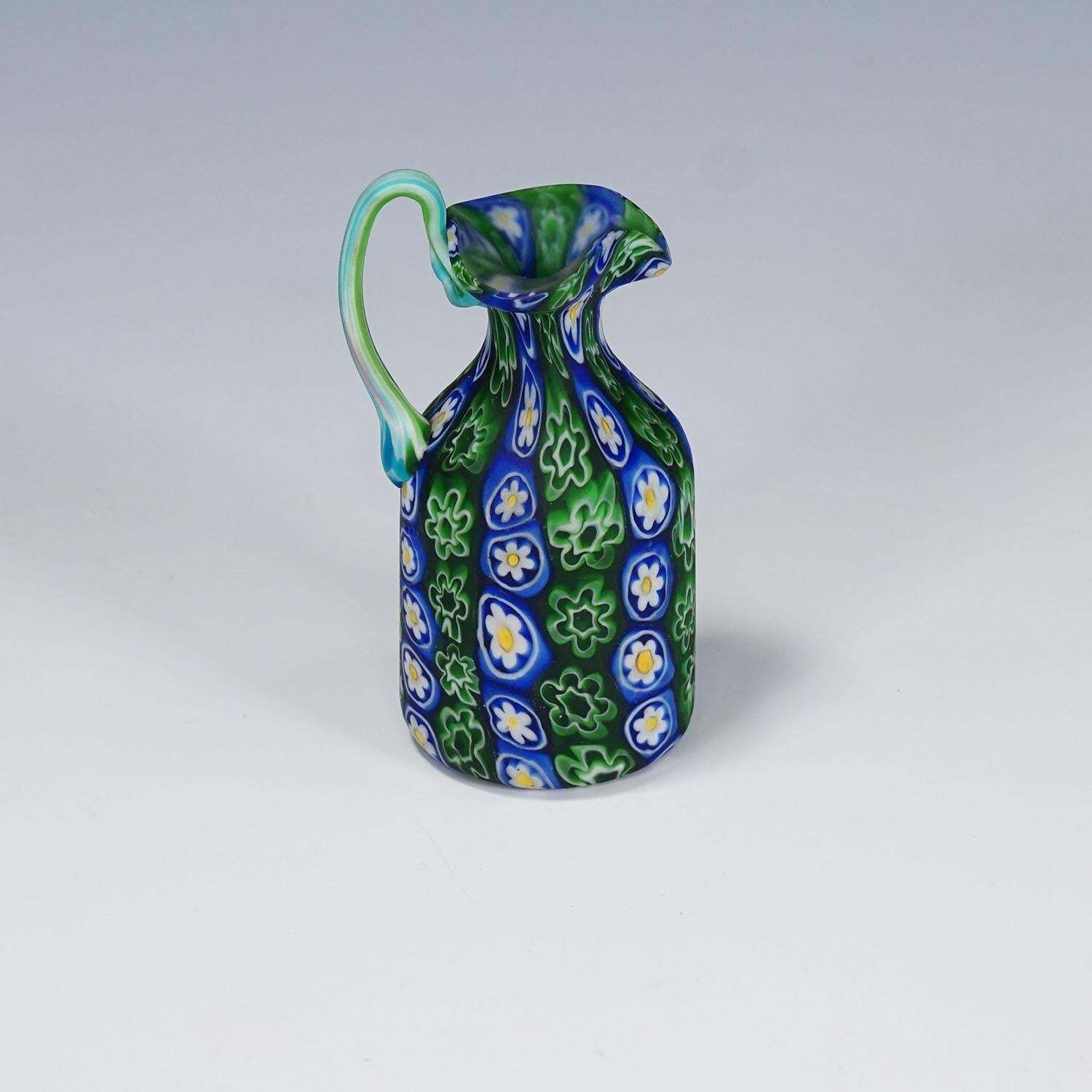 Antique Millefiori Jug In Blue And Green, Fratelli Toso Murano Ca. 1920s photo furniture