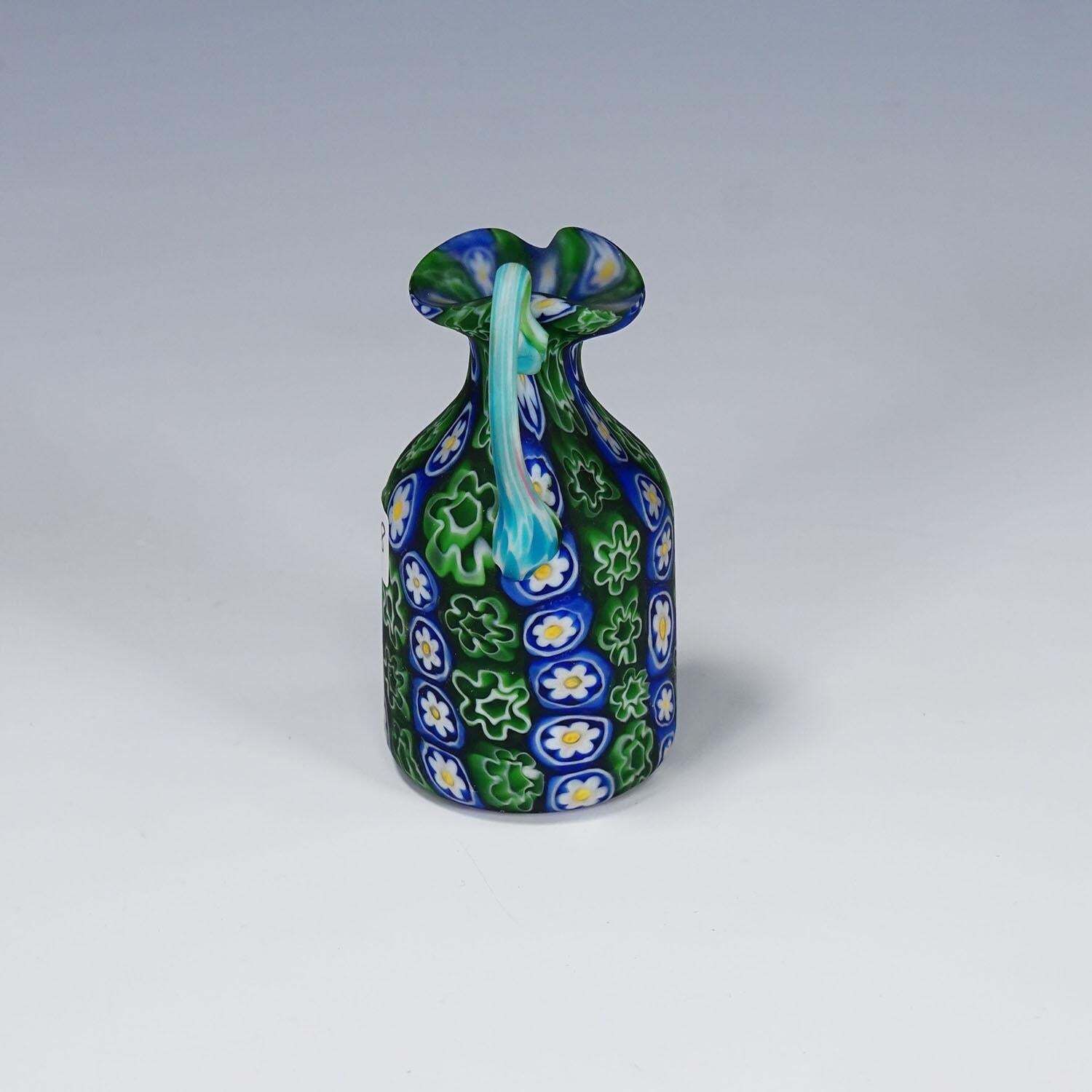Antique Millefiori Jug In Blue And Green, Fratelli Toso Murano Ca. 1920s photo for sale