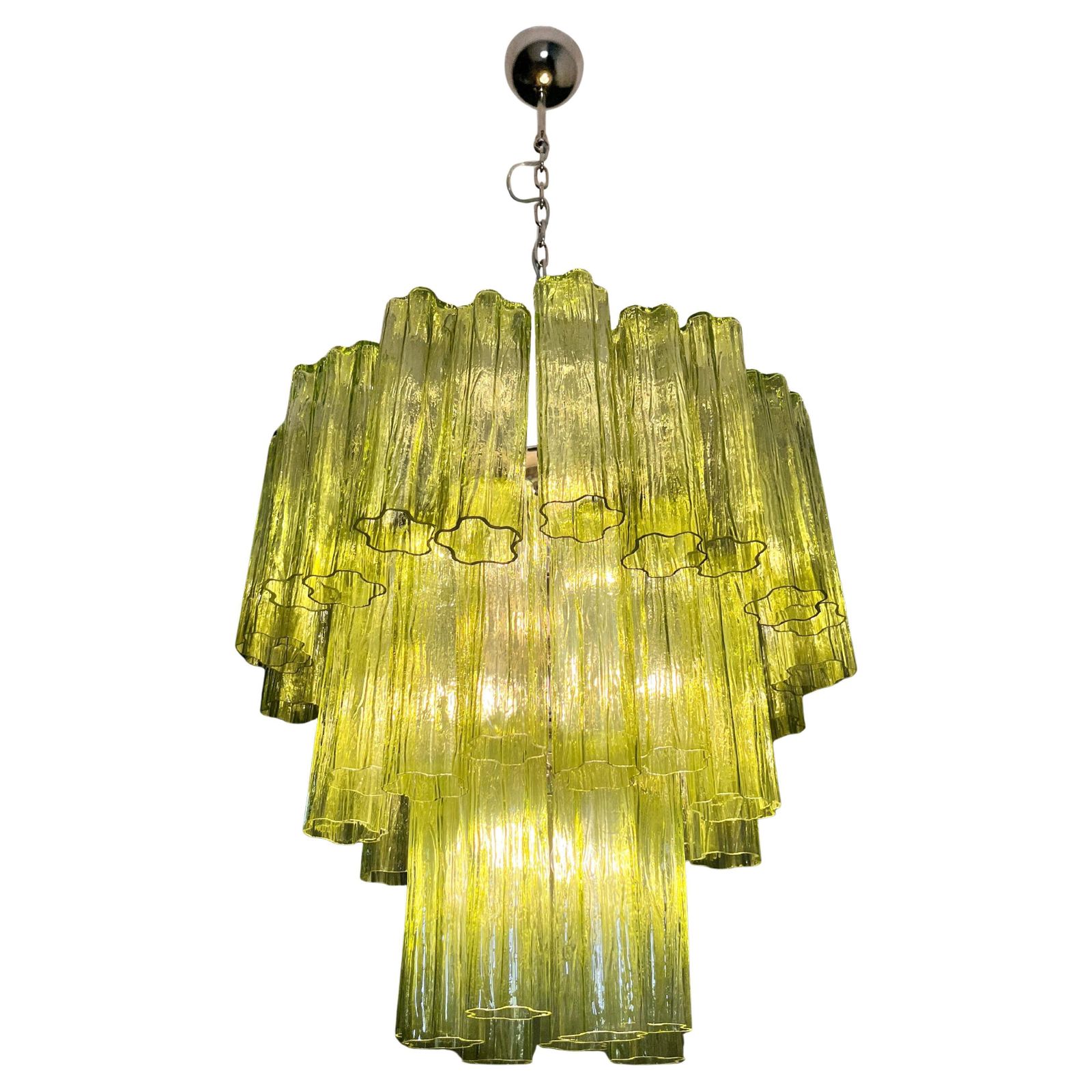 Pair Italian Chandeliers In Murano Glass photo for sale