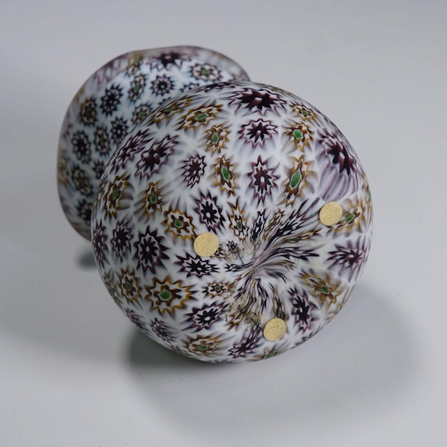 Antique Millefiori Vase In Violet And White, Fratelli Toso Murano Ca. 1920s photo vinterior