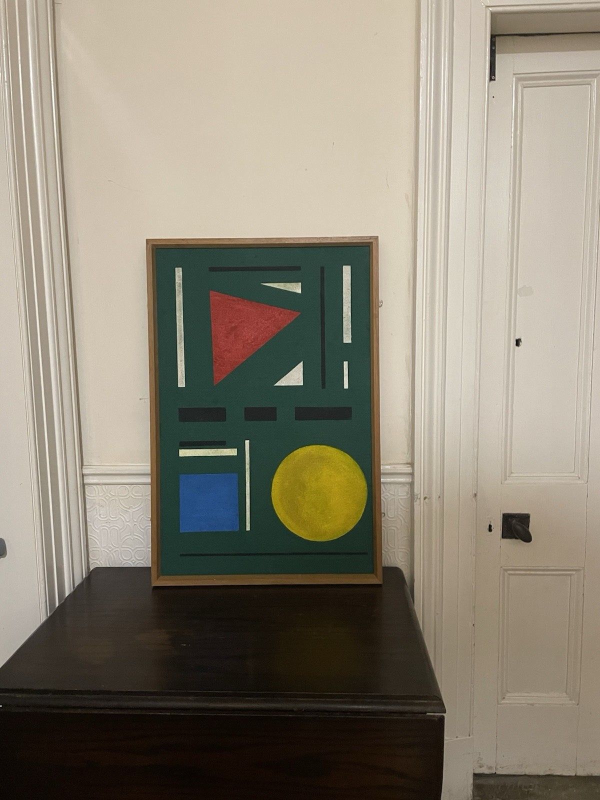 Large Mid Century Modernist  Abstract Oil Painting On Felt 1980s Signed German? photo furniture