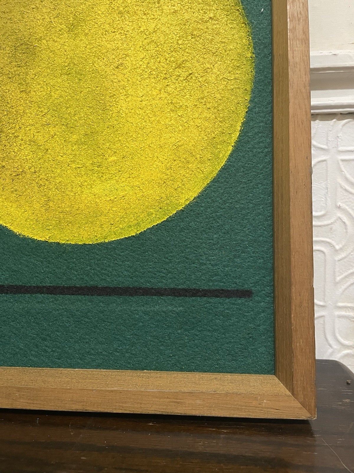 Art Large Mid Century Modernist  Abstract Oil Painting On Felt 1980s Signed German? photo