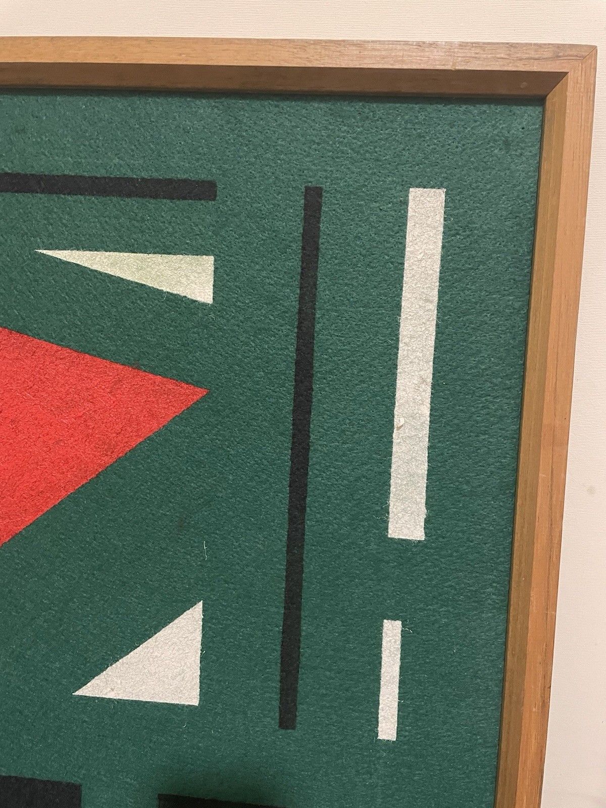 747.0 Large Mid Century Modernist  Abstract Oil Painting On Felt 1980s Signed German? photo