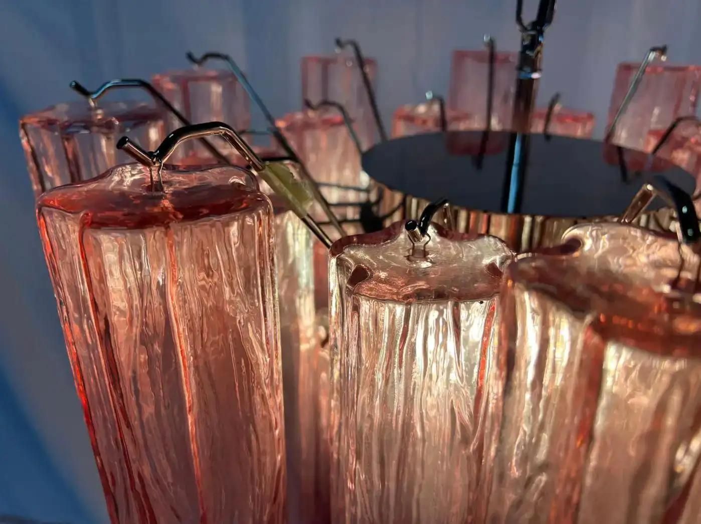 Lighting Italian 36 Pink Glass Chandelie. Murano, 1970s photo