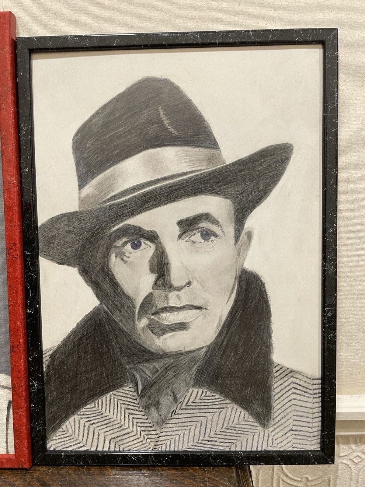 3x Vintage Oil Paintings/ Drawings Movie Flim Bogart Niven ? Hilton Kenworthy photo for sale
