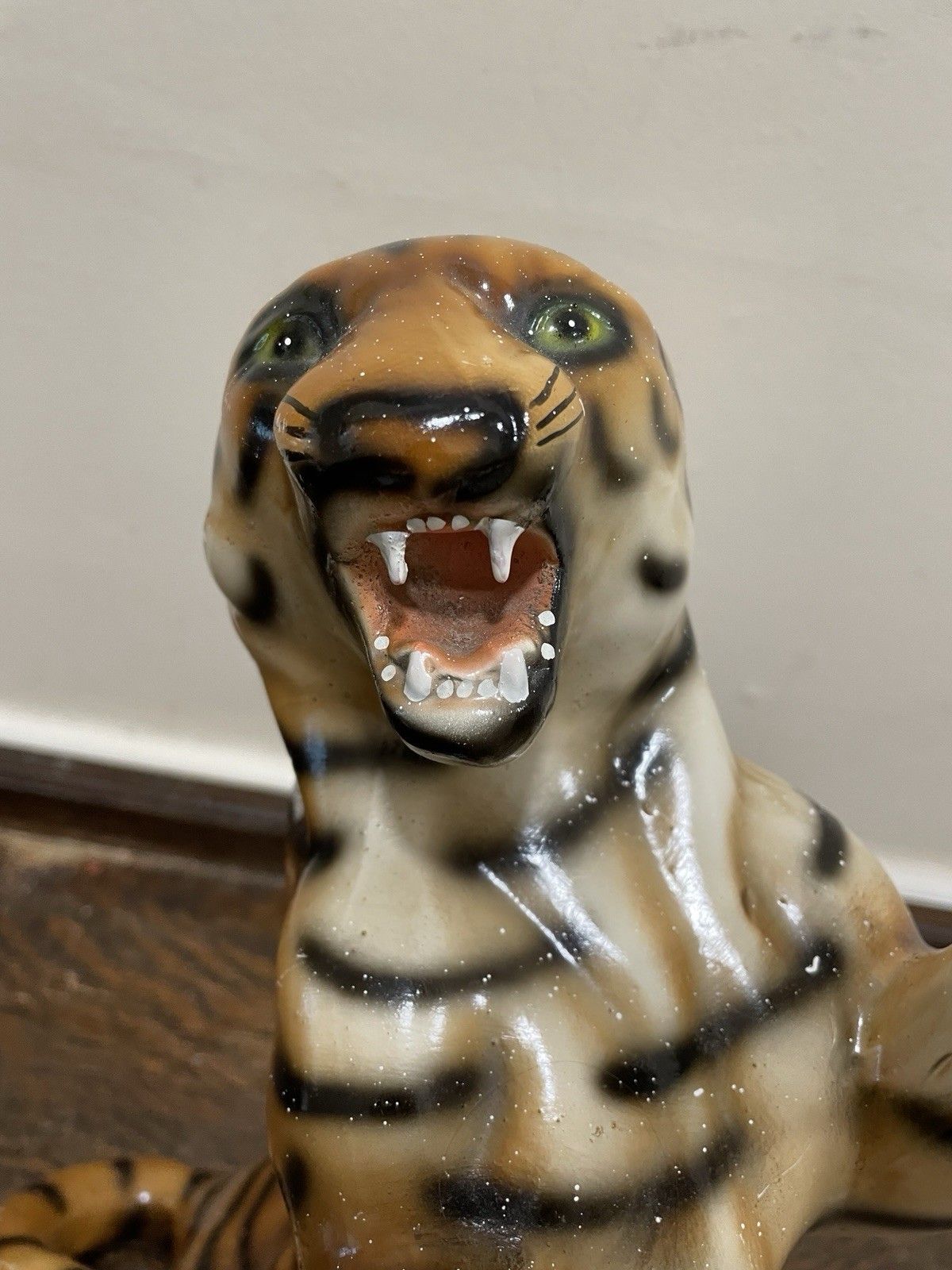 Large Vintage Rearing Tiger Ornament Mid Century Figurine photo buy