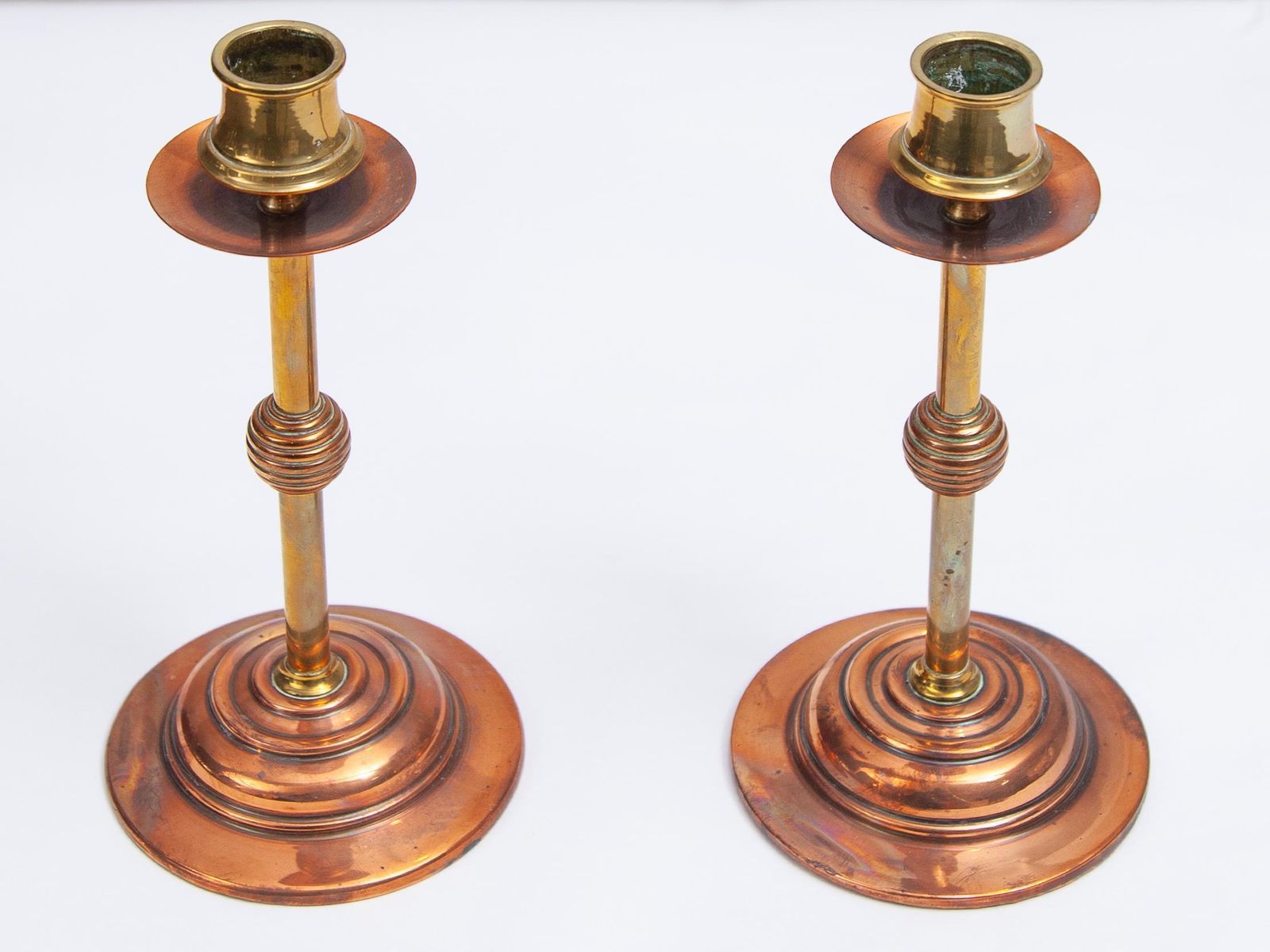 Set Of Two Candlesticks Arts And Crafts, 1900, England photo vintage