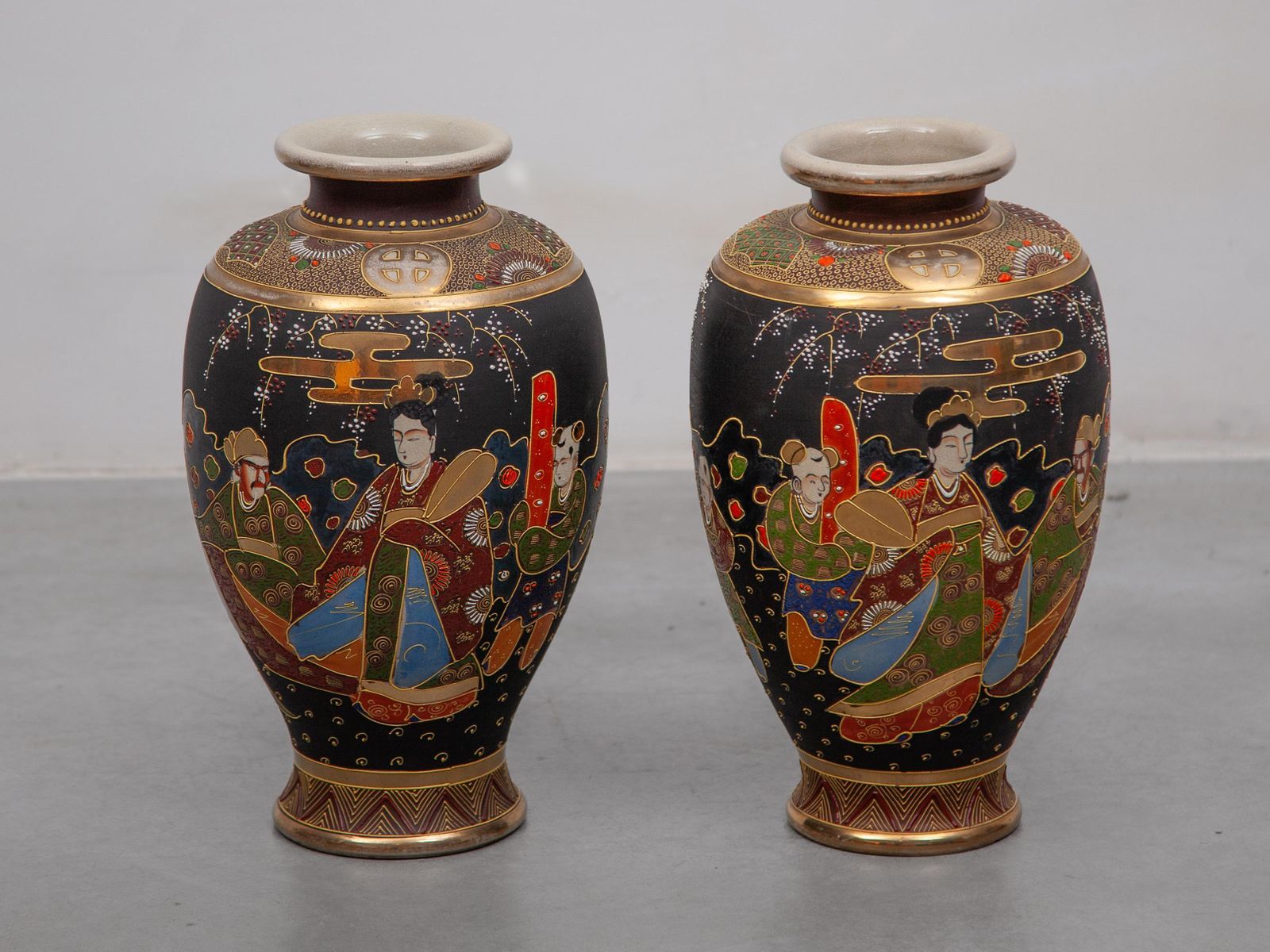 Set Of Two Satsuma Vases, Japan, 1920 photo furniture