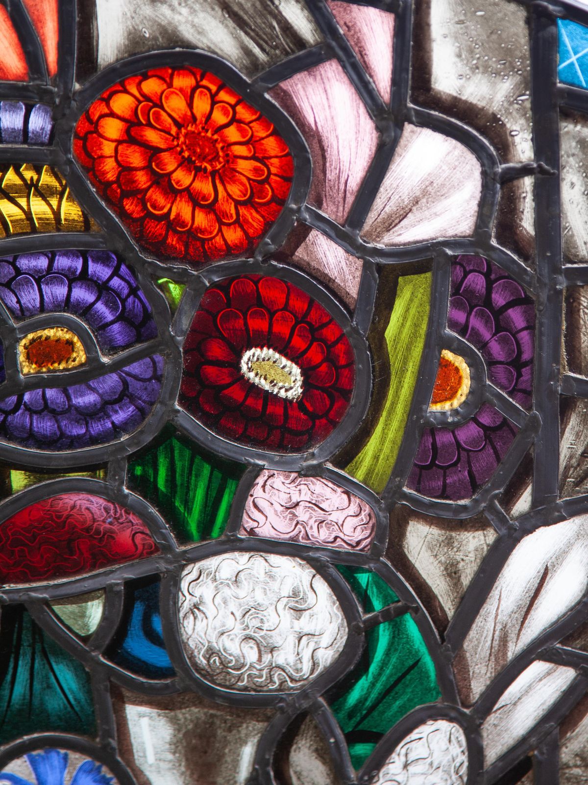 Decorative Flower Stained Glass Window By The Dutch Artist Joop Van Den Broek photo vinterior