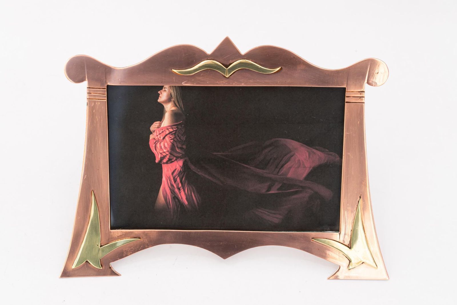 Copper And Brass Art Deco Picture Frame With Glass Around 1920s photo Home Decor