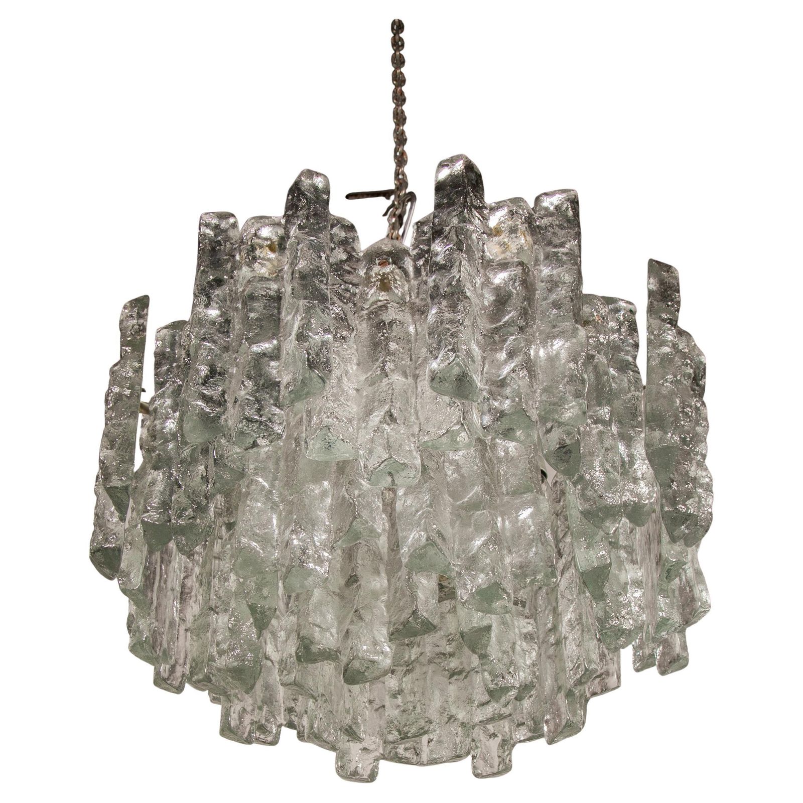 Large Jt Kalmar, Austria, Murano Glass Iced Blocks, Chandelier, 1960s