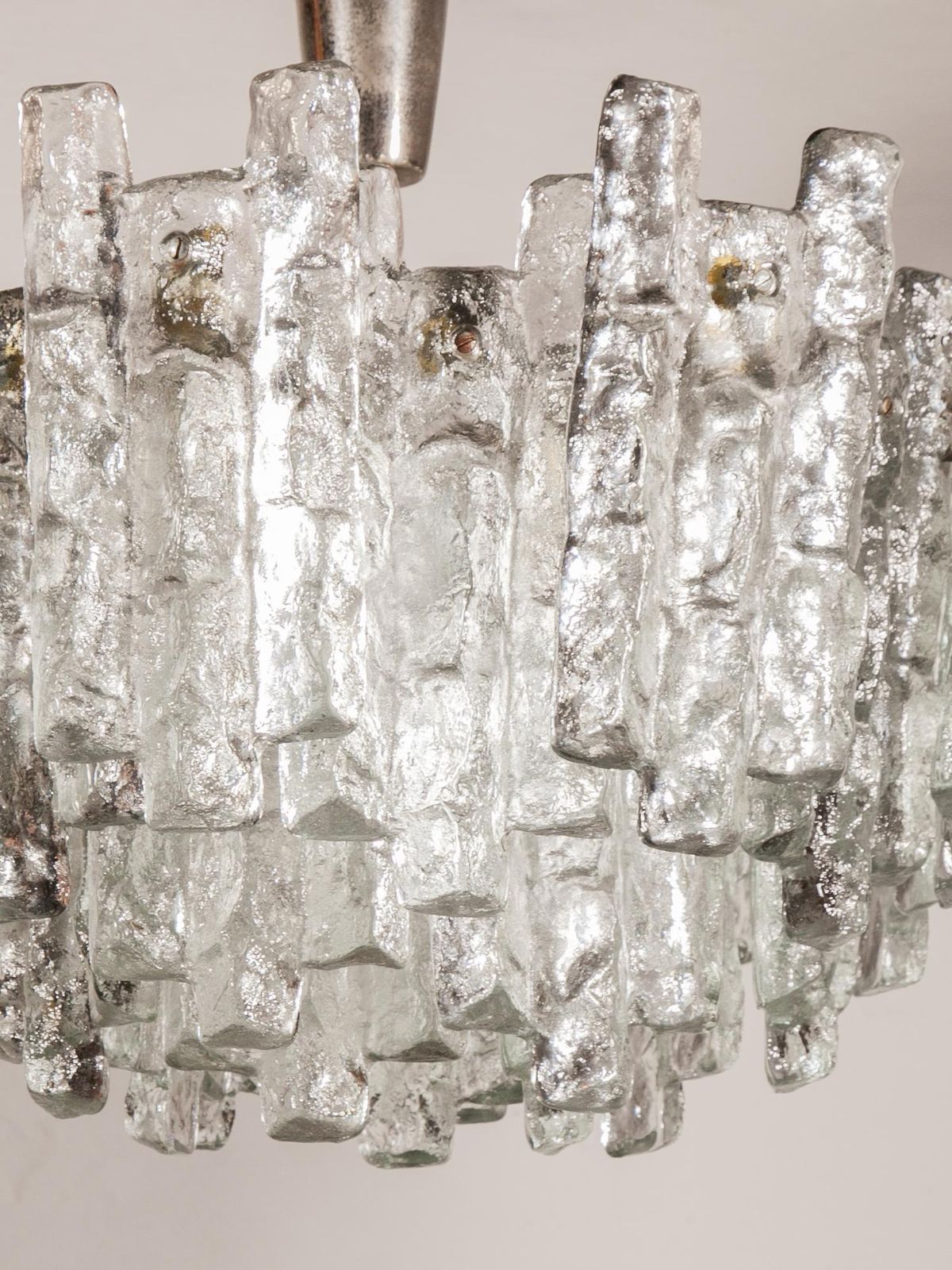 Large Jt Kalmar, Austria, Murano Glass Iced Blocks, Chandelier, 1960s photo Lighting