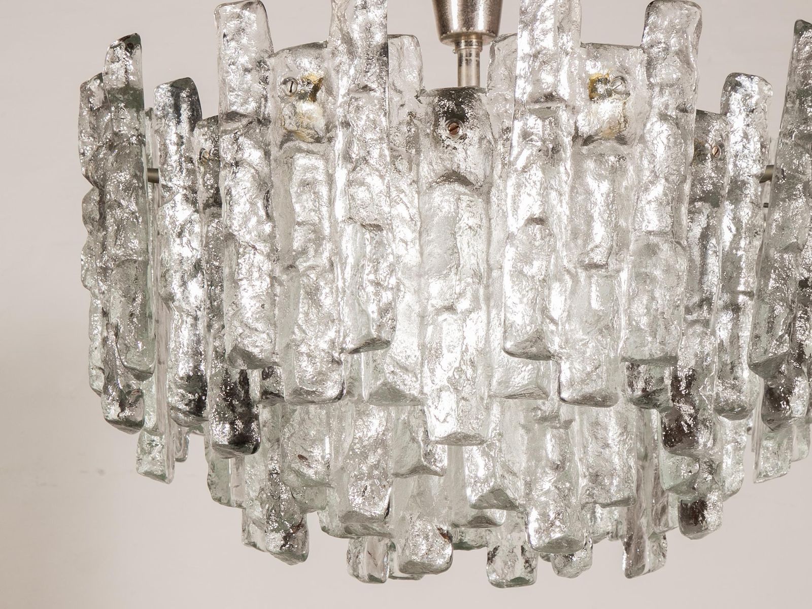 Large Jt Kalmar, Austria, Murano Glass Iced Blocks, Chandelier, 1960s photo vinterior