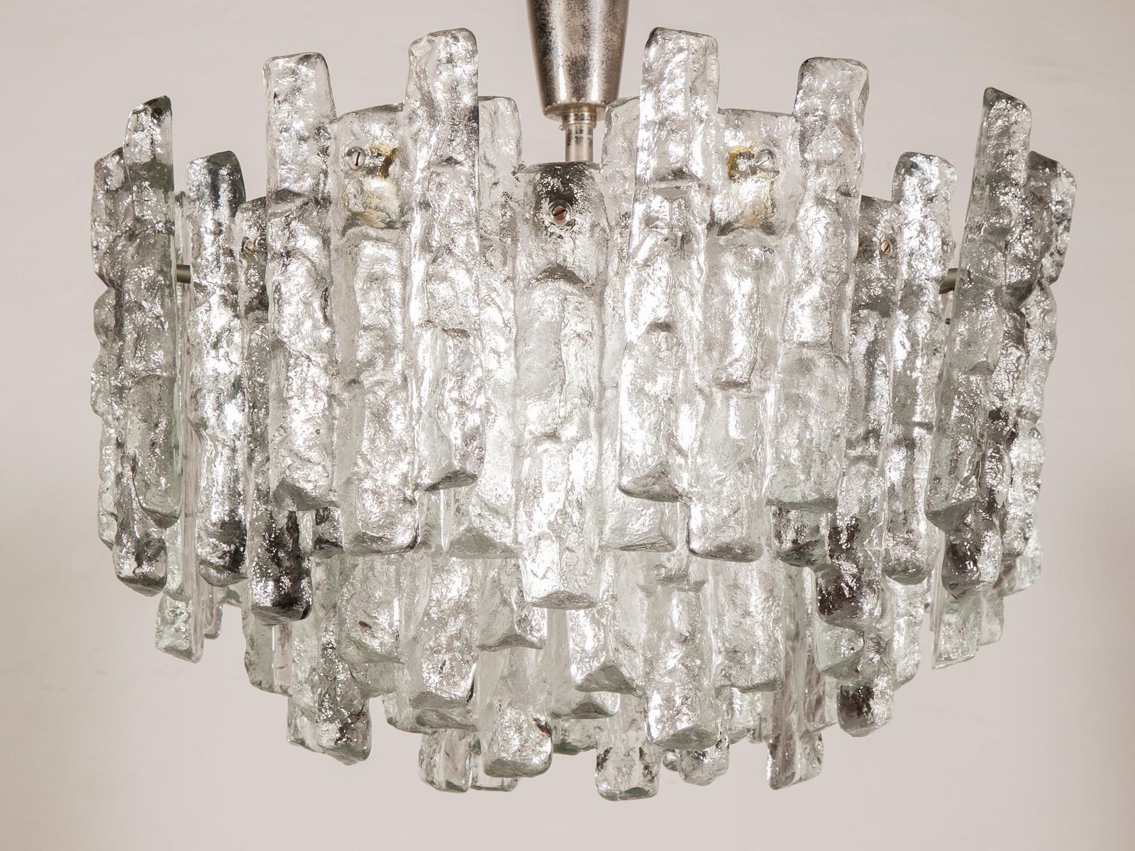 Large Jt Kalmar, Austria, Murano Glass Iced Blocks, Chandelier, 1960s photo buy