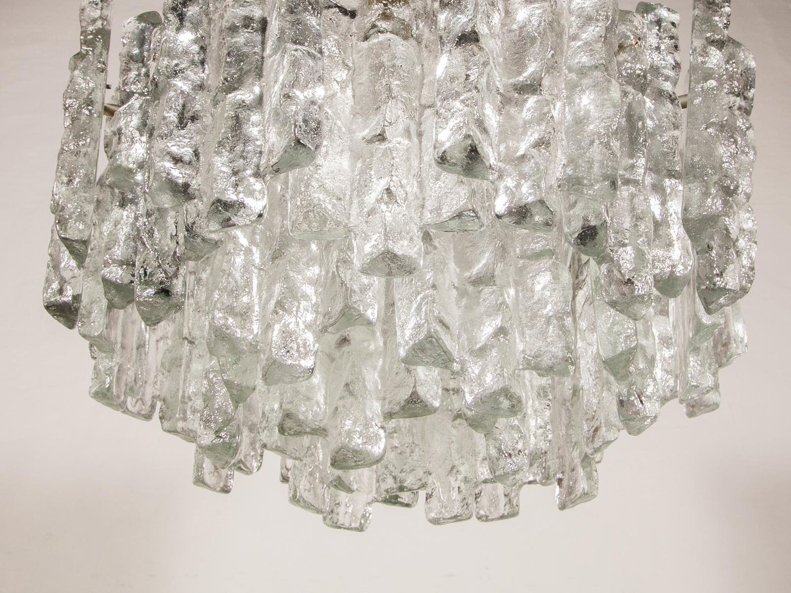 photo for sale Large Jt Kalmar, Austria, Murano Glass Iced Blocks, Chandelier, 1960s