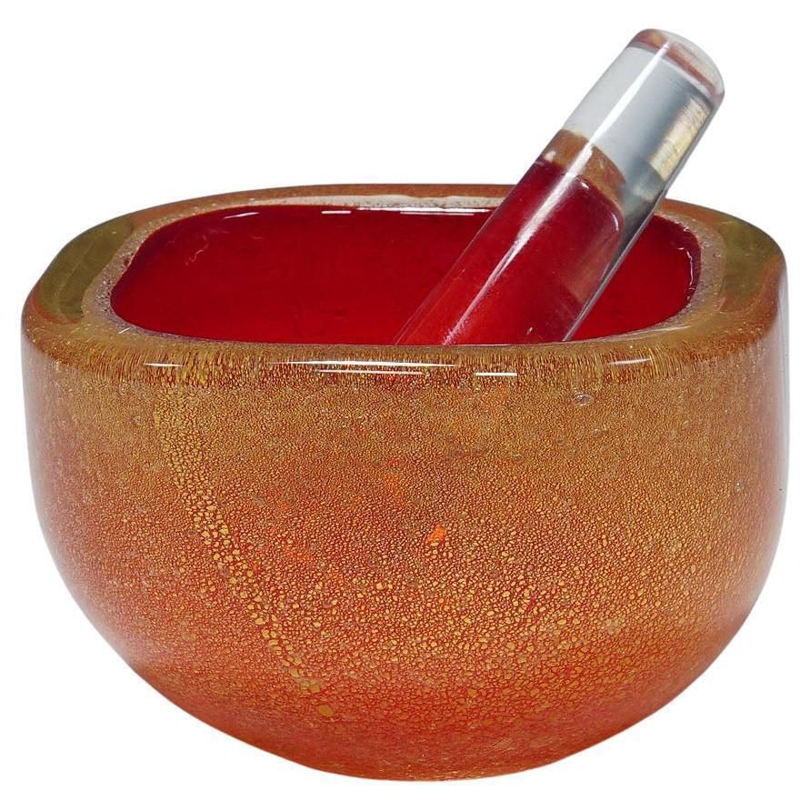 Bowl In Red Sommerso Glass, Flavio Poli For Seguso Murano 1940s