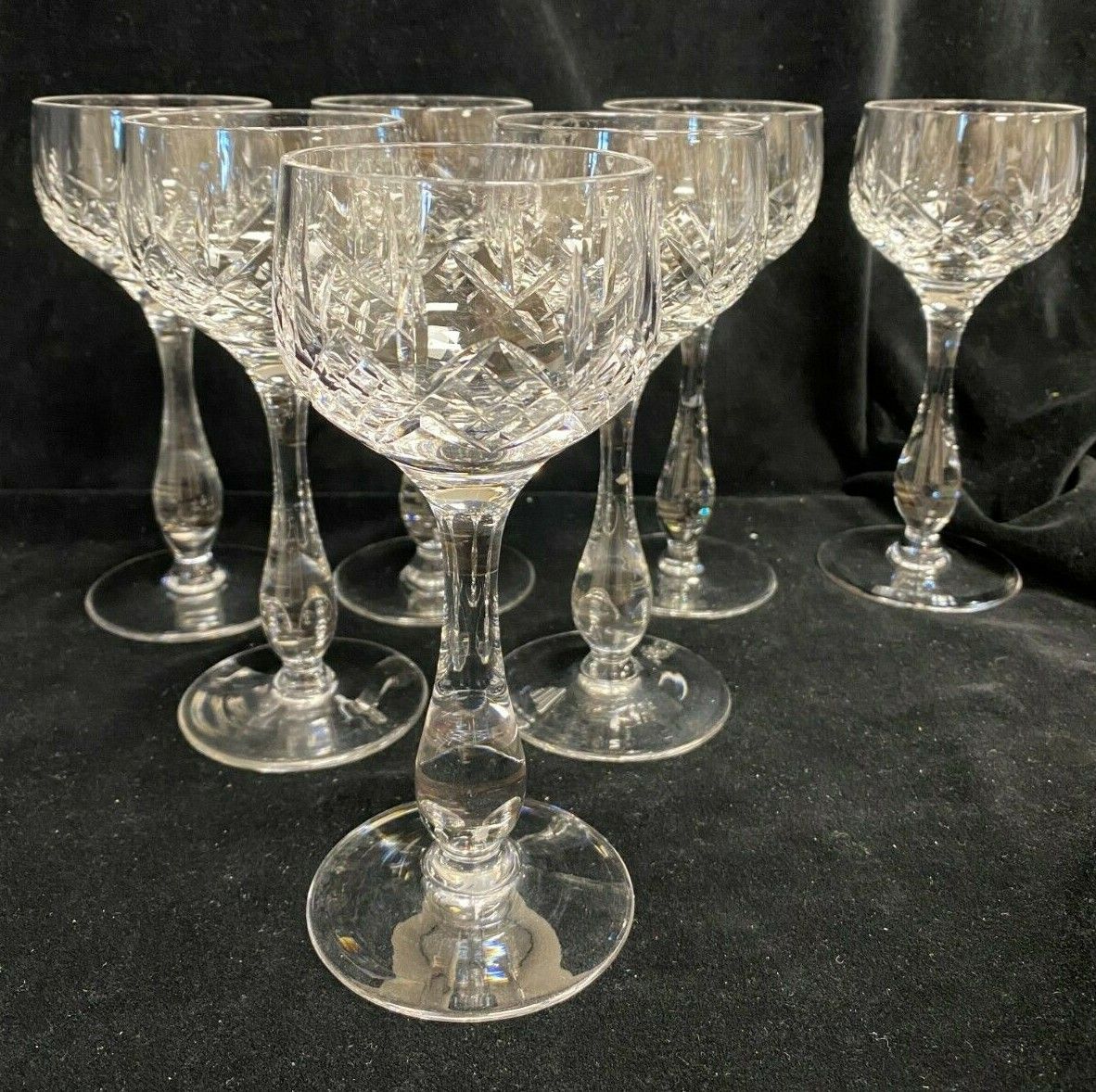 Set  7 X Stuart Crystal 'Glengarry' White Wine Hock Glasses photo furniture