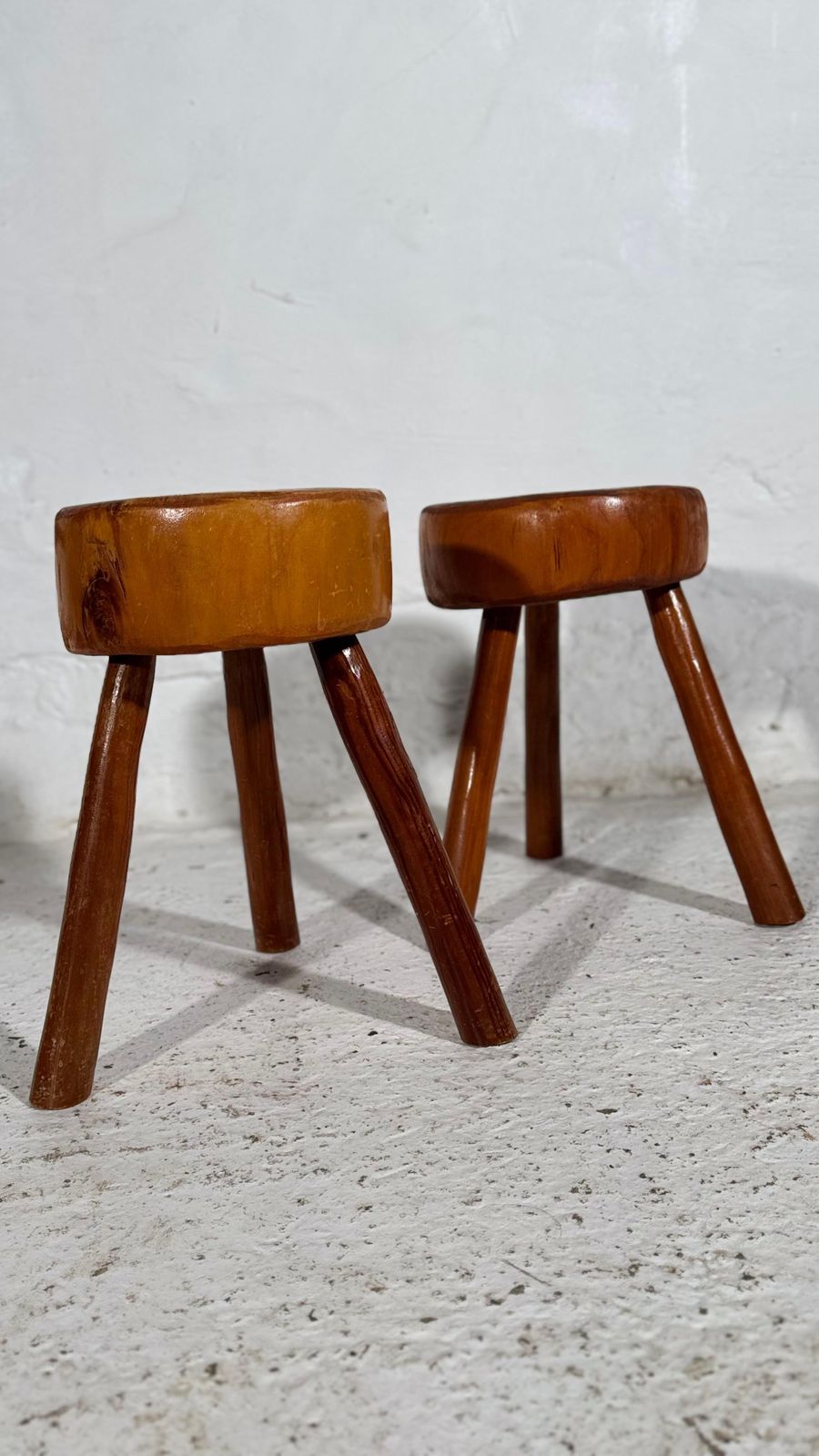 Wabi Sabi Tripod Stools, France 1960s, Set Of Two. photo for sale