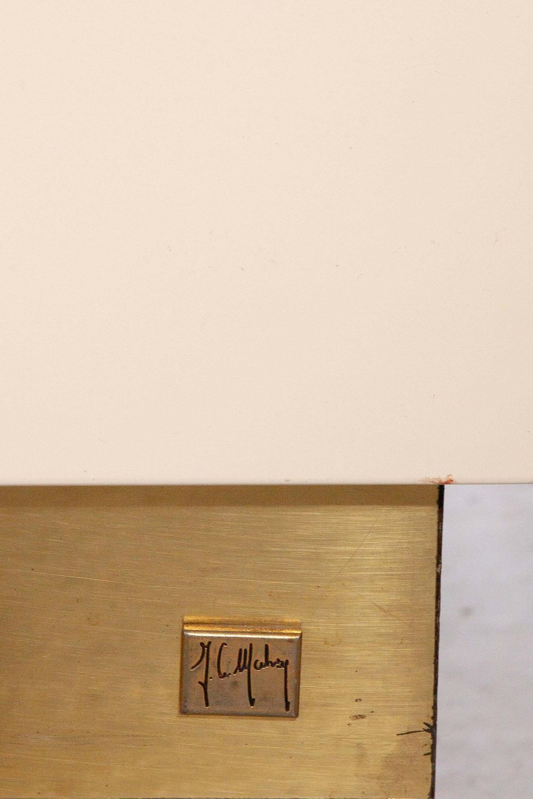 Furniture White Lacquer And Brass Sideboard By Jean Claude Mahey, 1980s photo