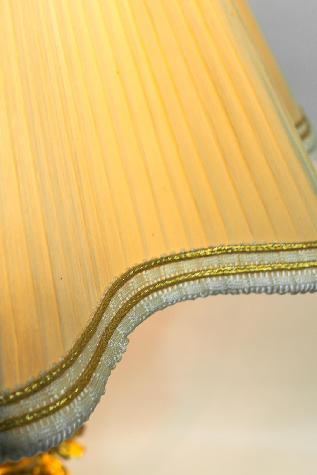 photo buy Big Historistic Fire Gilted Bronze Table Lamp With Fabric Shade France 1890s