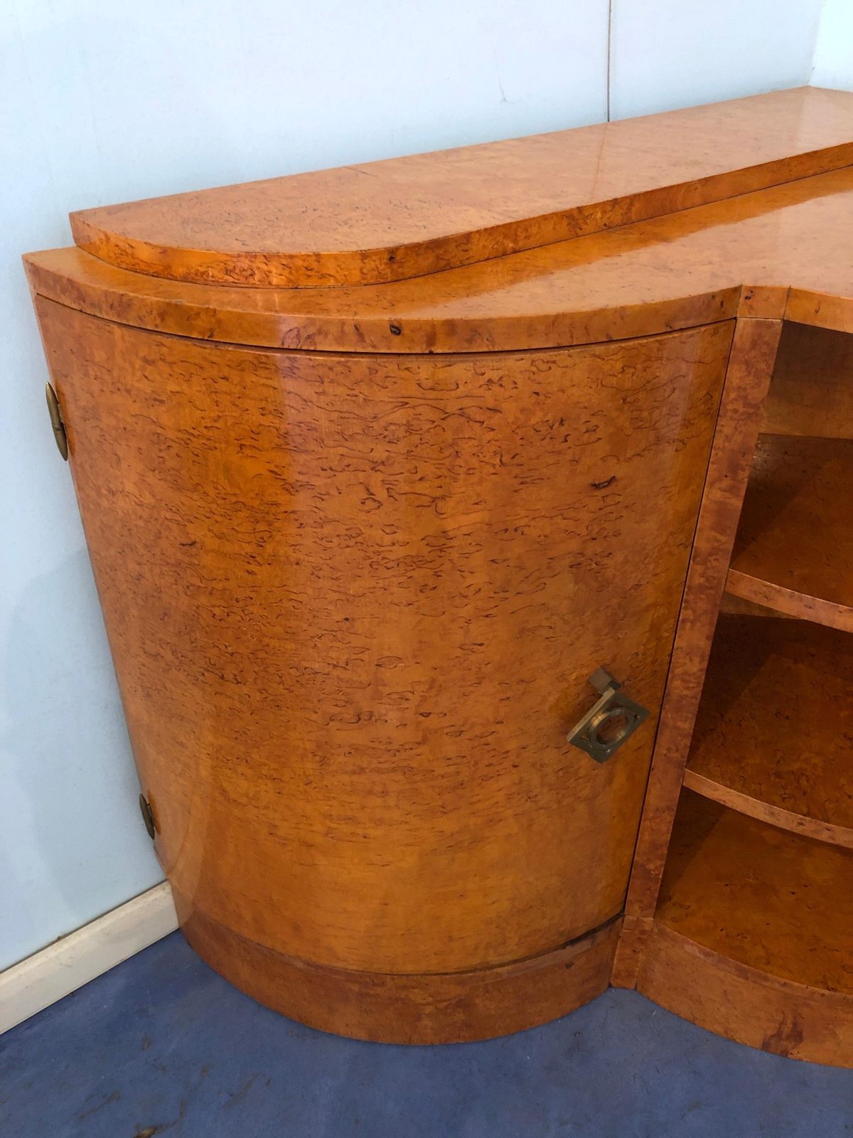 Furniture French Art Deco Maple Corner Sideboard, 1945 photo