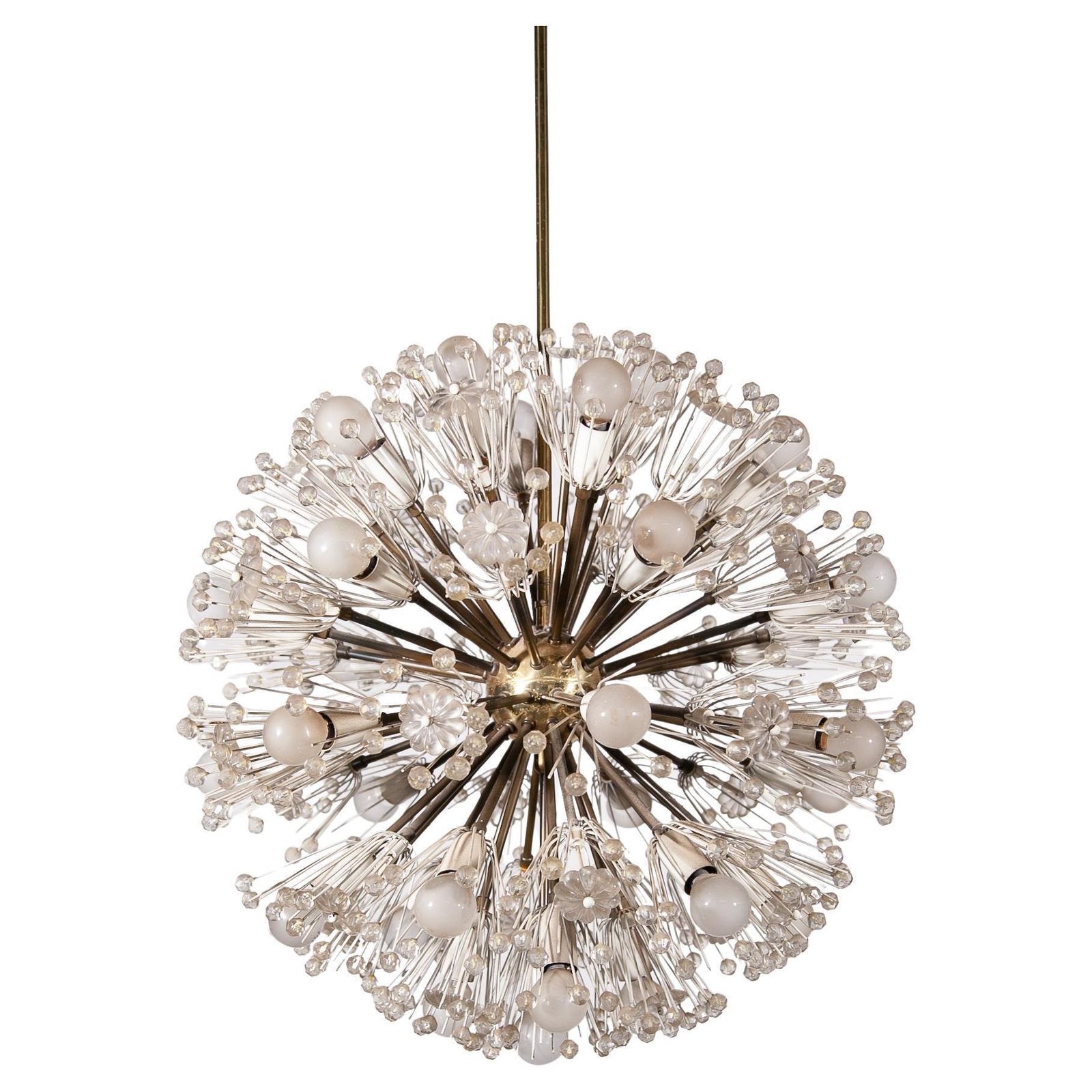Brass And Glass Large Snowflake Chandelier By Emil Stejnar For Rupert Nikoll