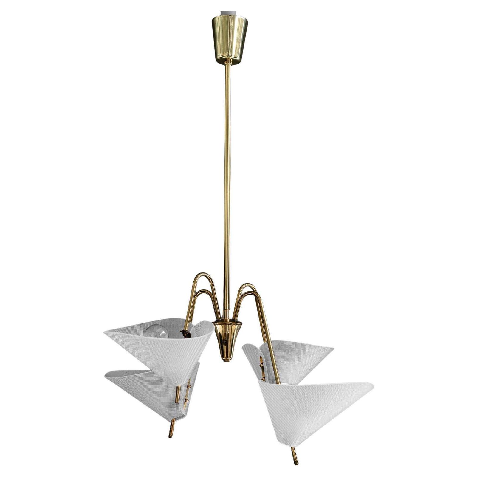 Rupert Nikoll Chandelier With Lucite Shades Vienna Around 1960s