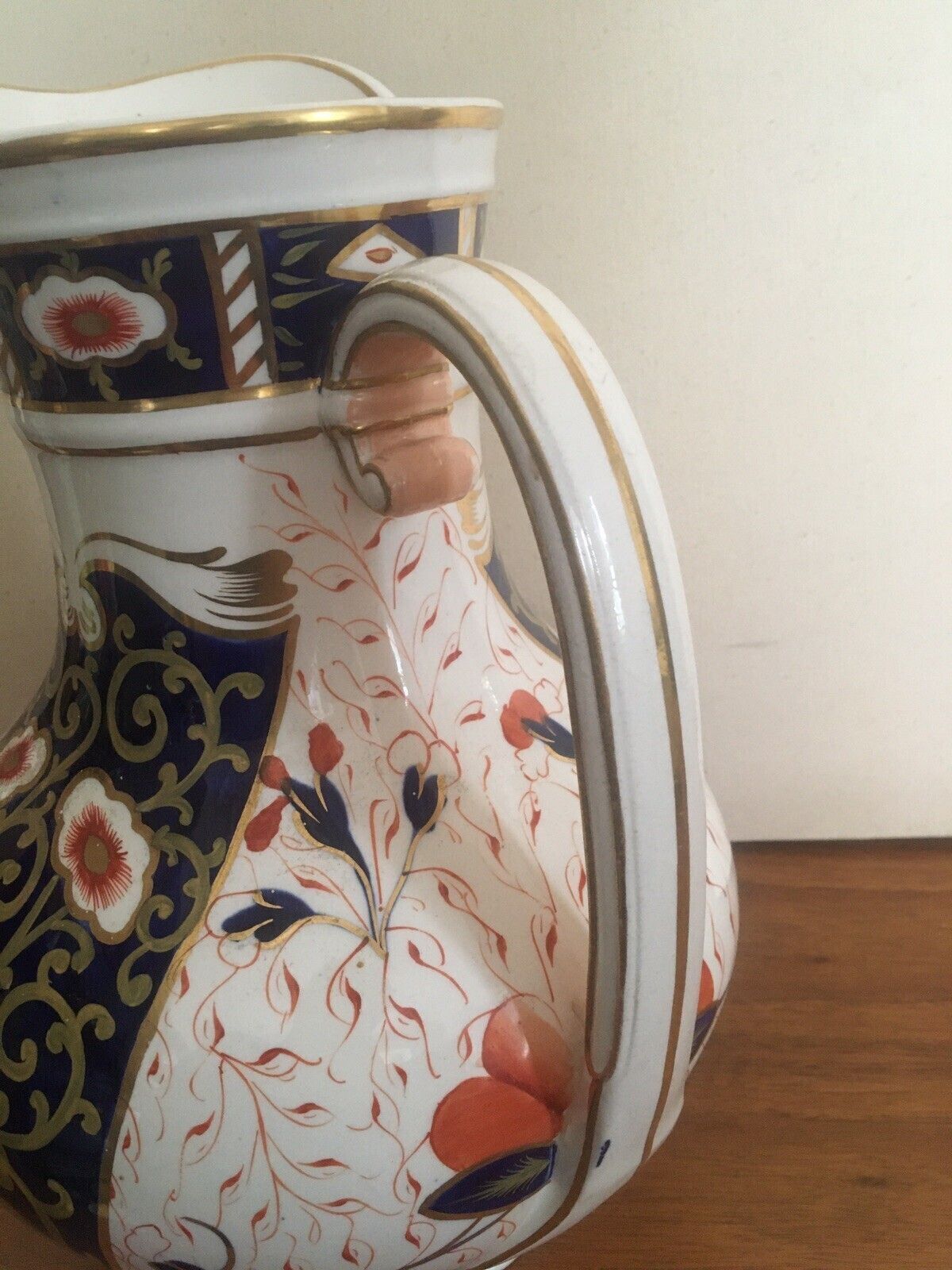 Large Victorian Longford  Imari Jug/Vase Antique Bulbous Handled Vase photo vinterior