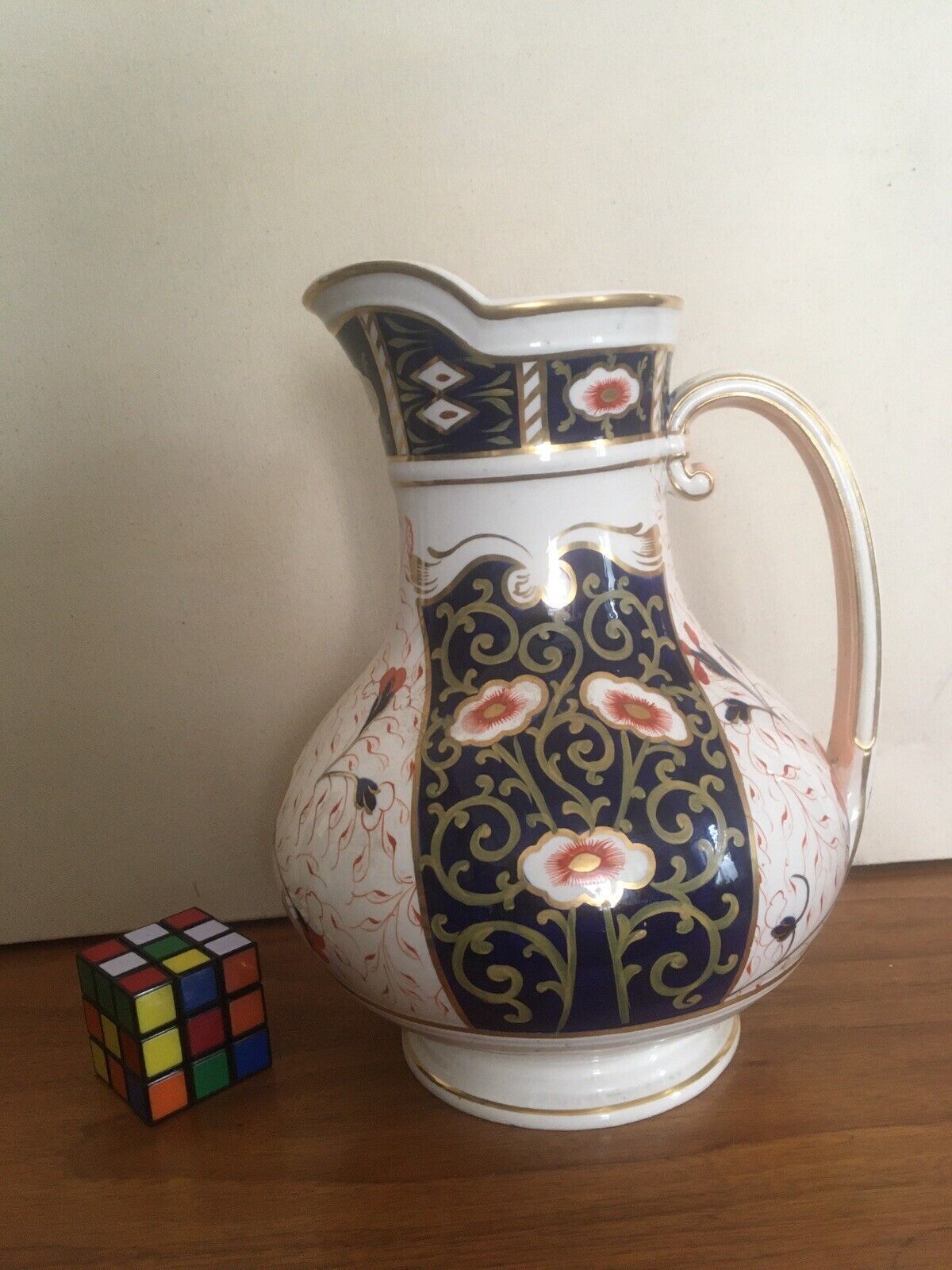 Large Victorian Longford  Imari Jug/Vase Antique Bulbous Handled Vase photo vintage