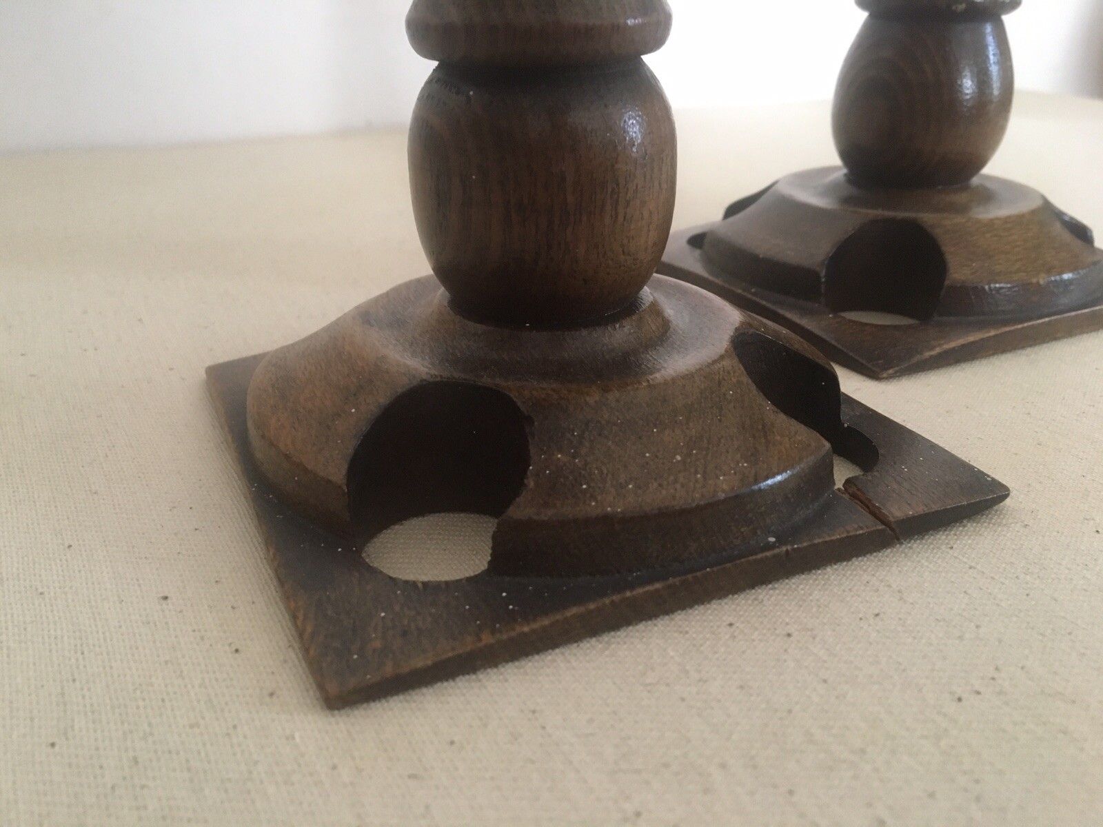 photo furniture Pair Arts And Crafts Wooden Candlesticks Aesthetic Movement Treen