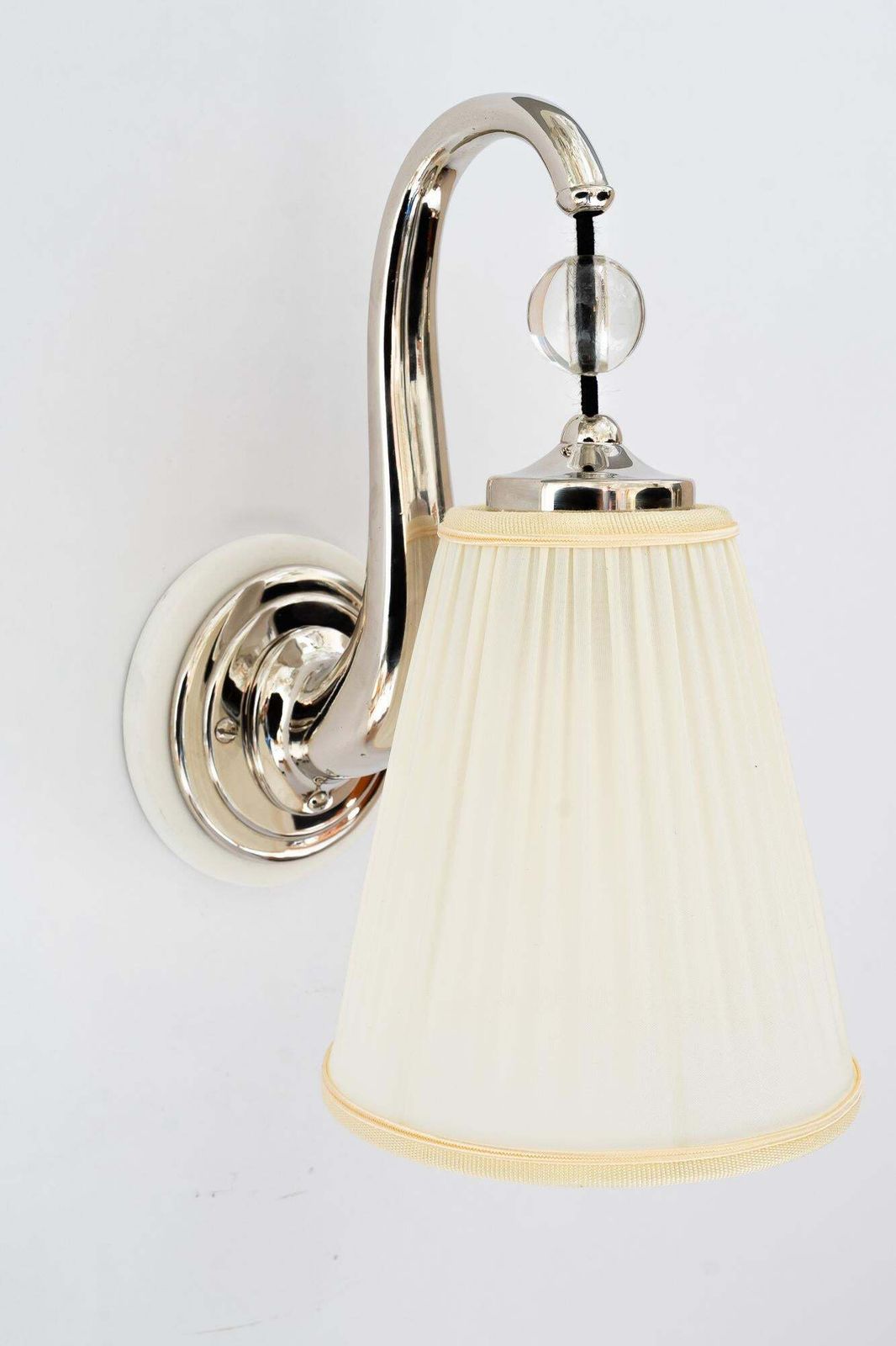 6x Art Deco Nickel   Plated Wall Lamps With Fabric Shades Vienna Around 1920s photo furniture