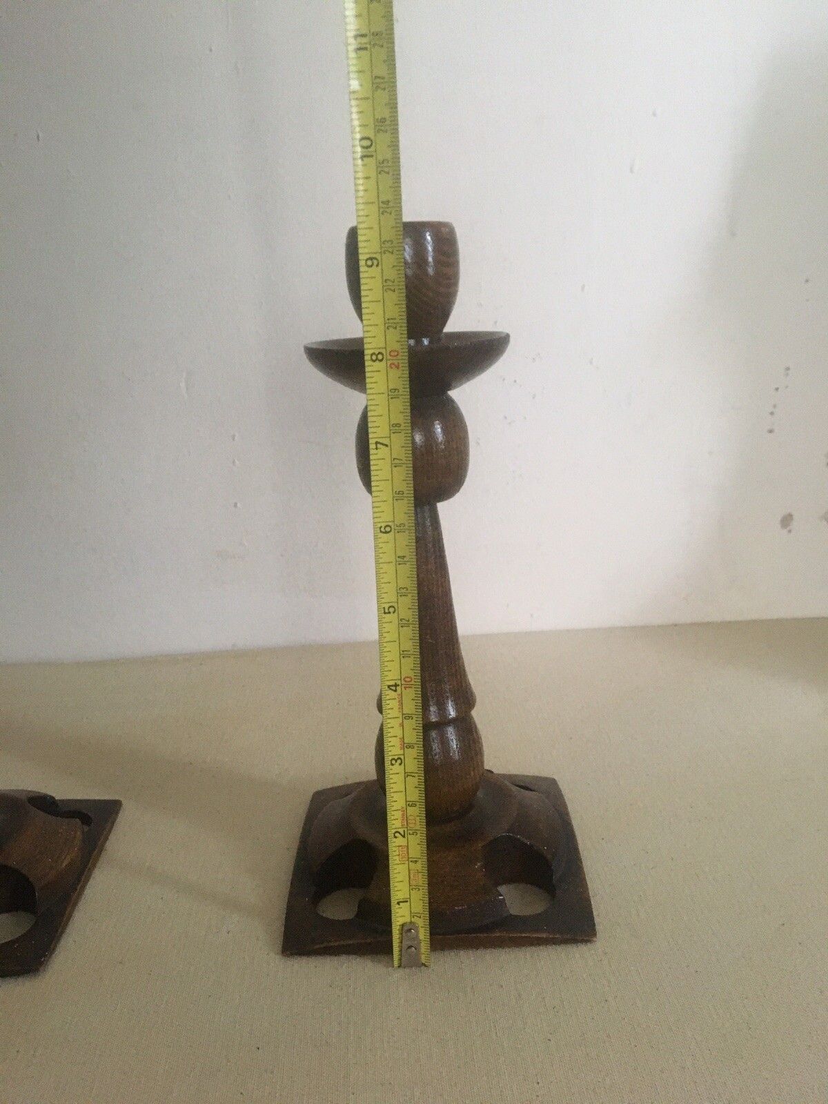 Home Decor Pair Arts And Crafts Wooden Candlesticks Aesthetic Movement Treen photo