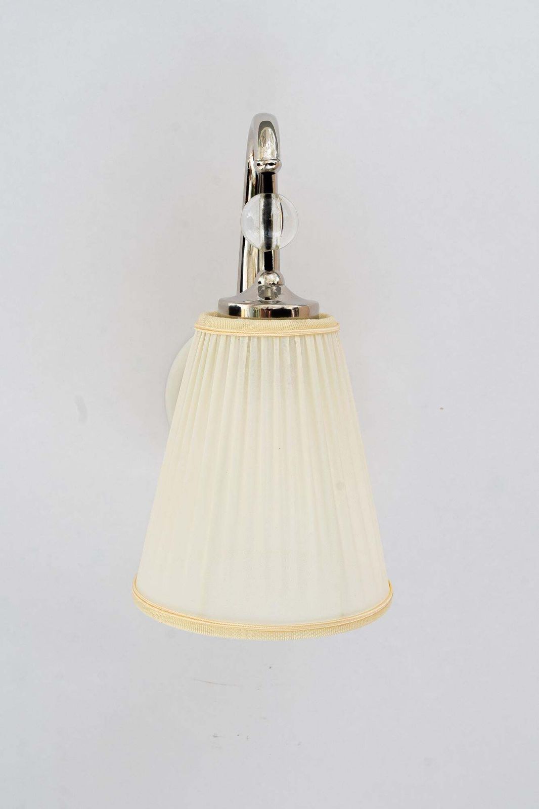6x Art Deco Nickel   Plated Wall Lamps With Fabric Shades Vienna Around 1920s photo buy