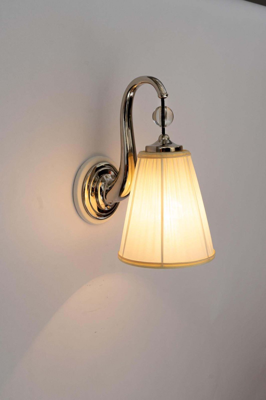 photo furniture 6x Art Deco Nickel   Plated Wall Lamps With Fabric Shades Vienna Around 1920s