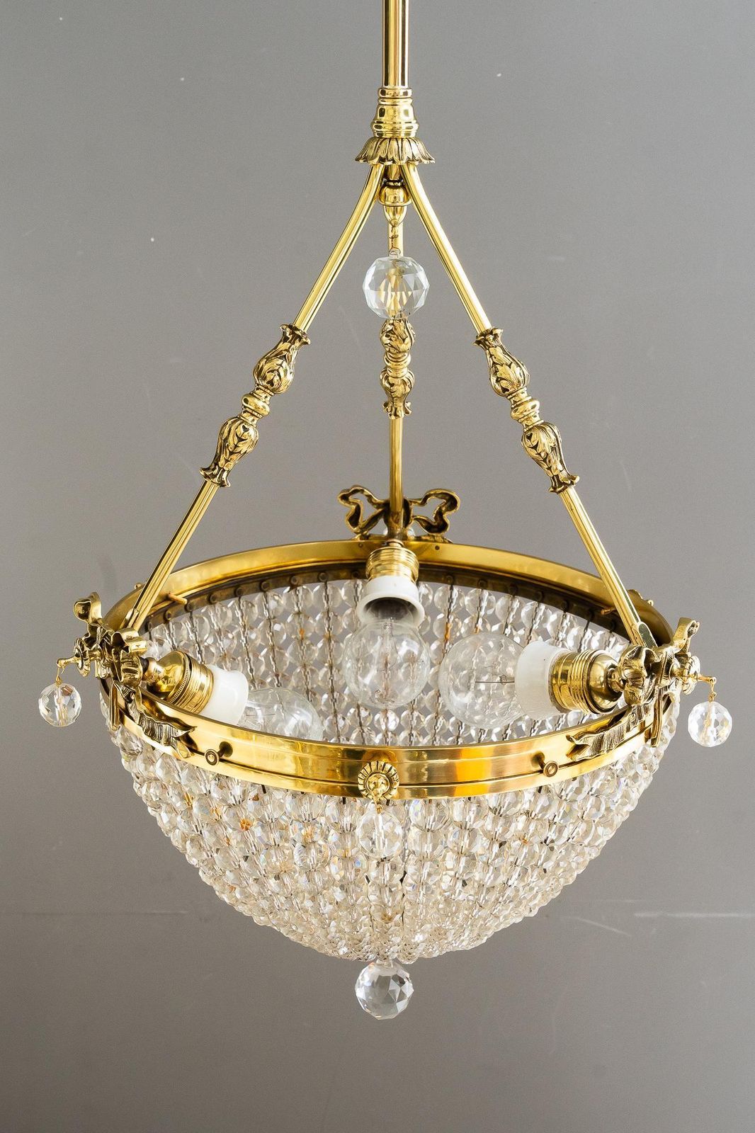 Historistic Crystal Basket Chandelier Vienna Around 1890s photo Lighting
