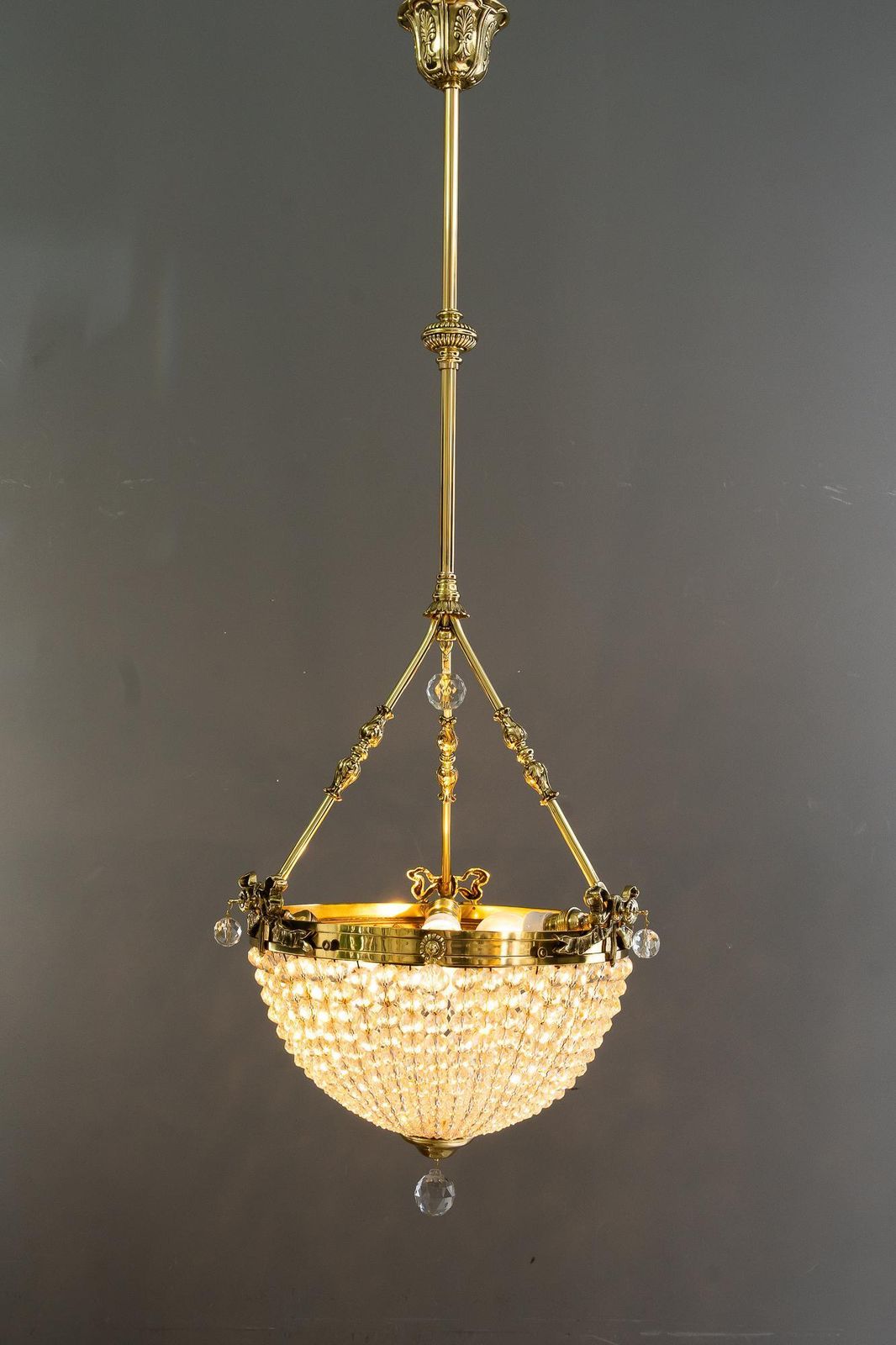 photo vinterior Historistic Crystal Basket Chandelier Vienna Around 1890s