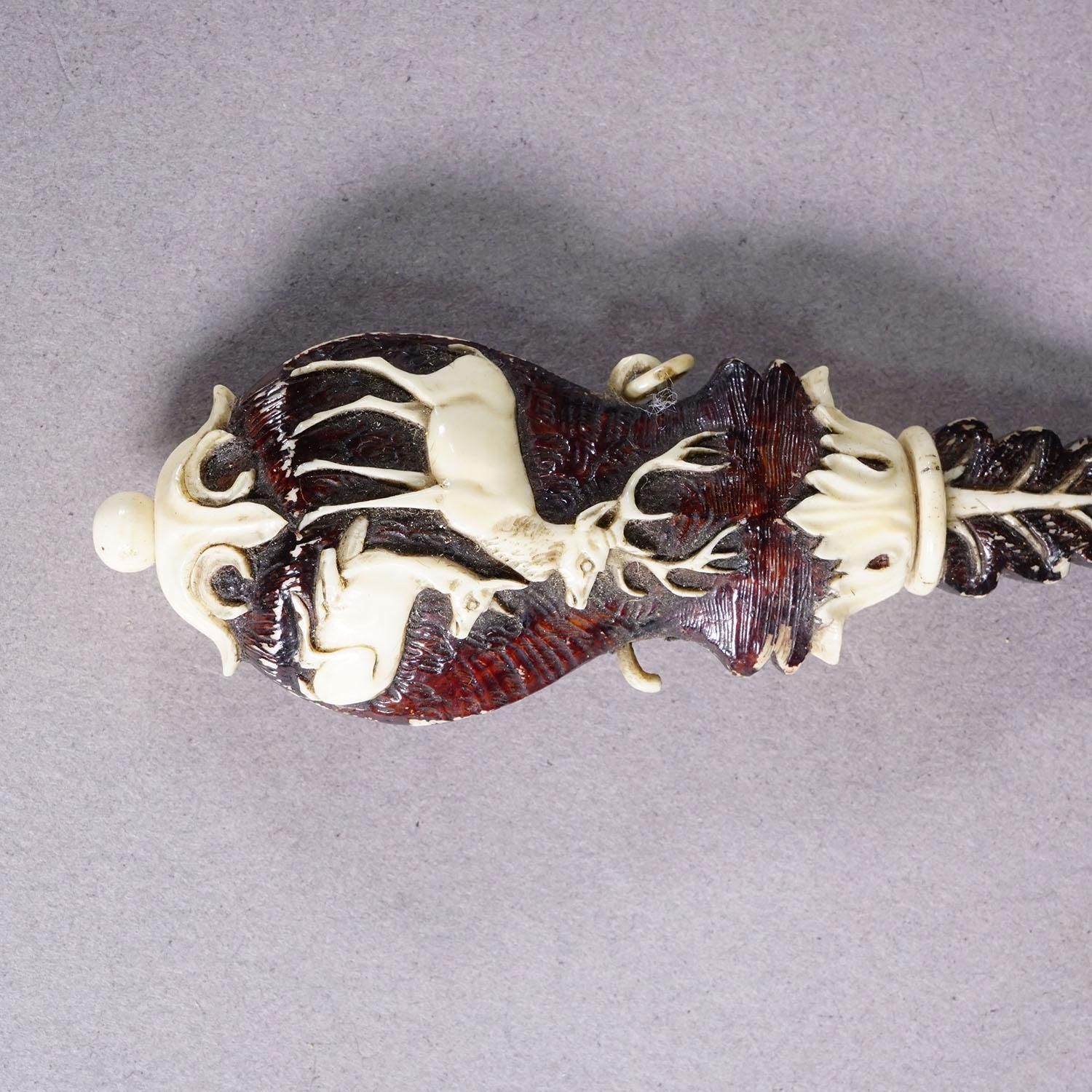 Antique Horn Snuff Box With Deer Relief Early 19th Century photo for sale