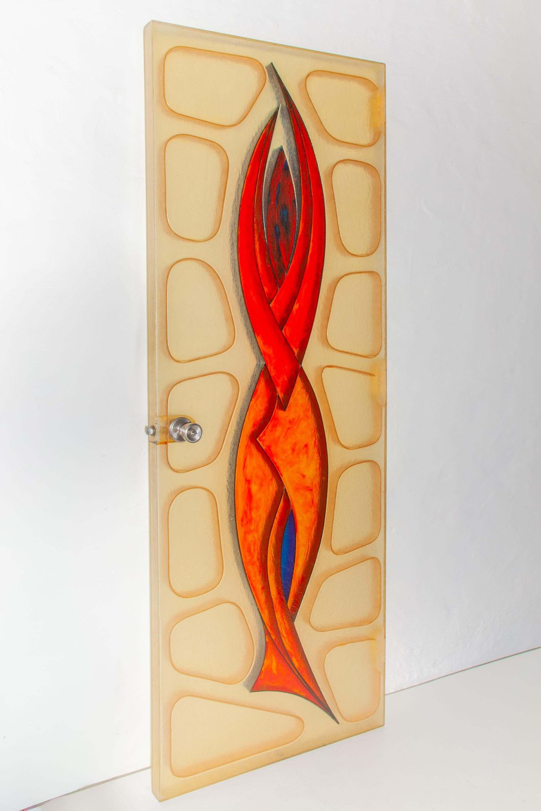 6669.0 Set Of Two Fiber Glass Interior Doors With Stylized Figure, 1970s, Belgium photo